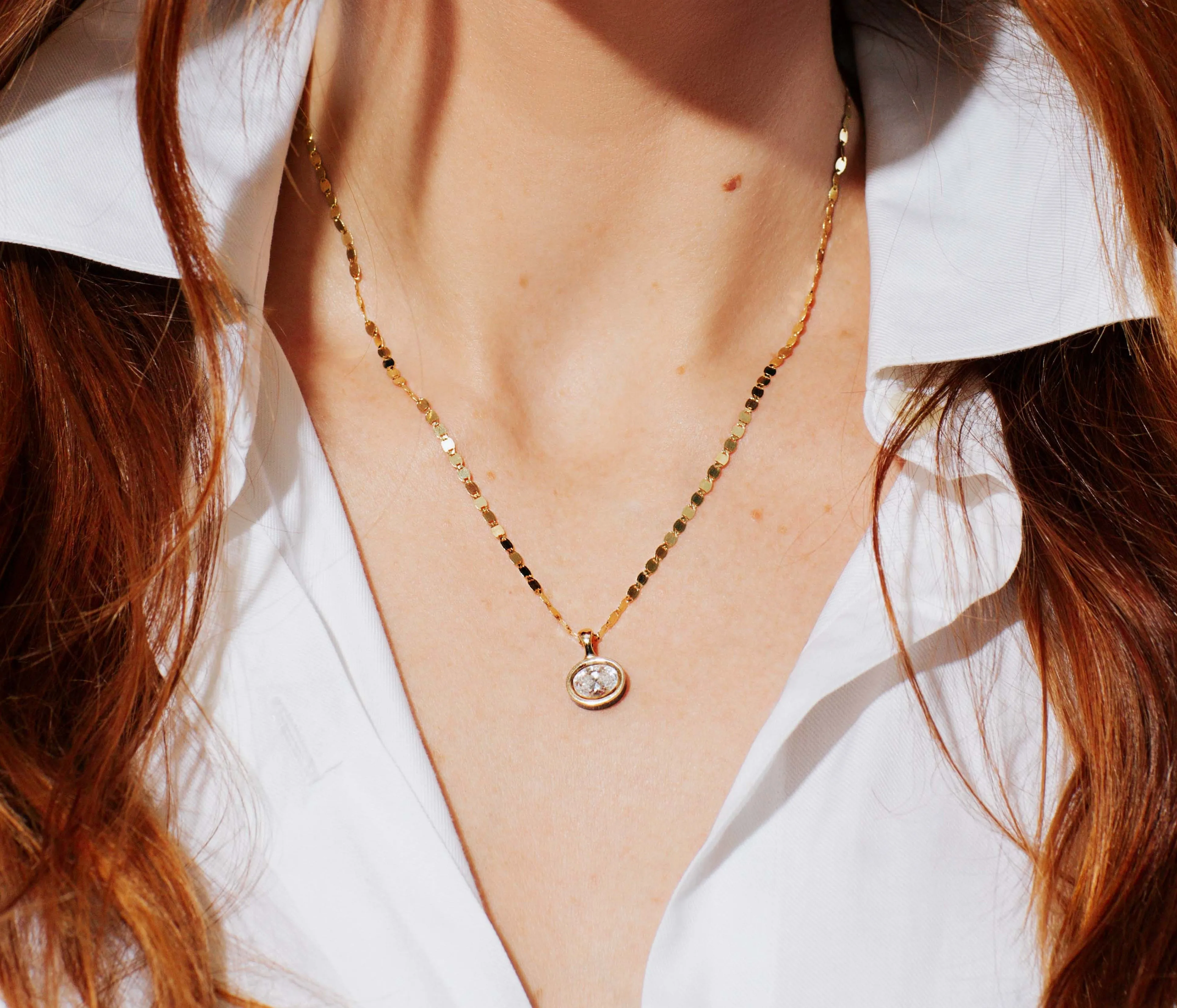 SRJ x ZM Oval Diamond and Enamel Pendant + Free Chain Necklace sold by Sophie Ratner product image thumbnail 4