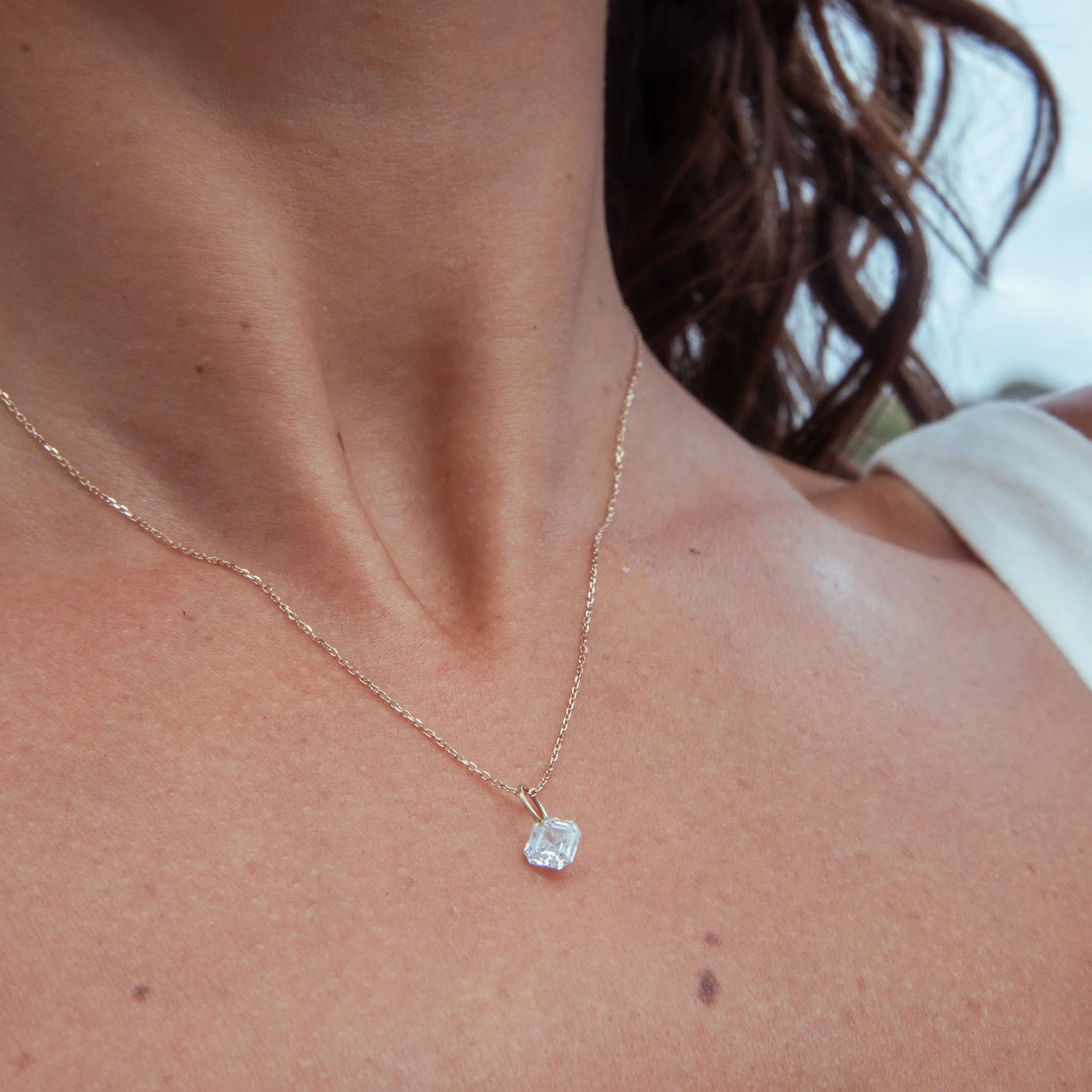 XL Asscher Pierced Diamond Charm + Free Chain Necklace sold by Sophie Ratner product image thumbnail 3