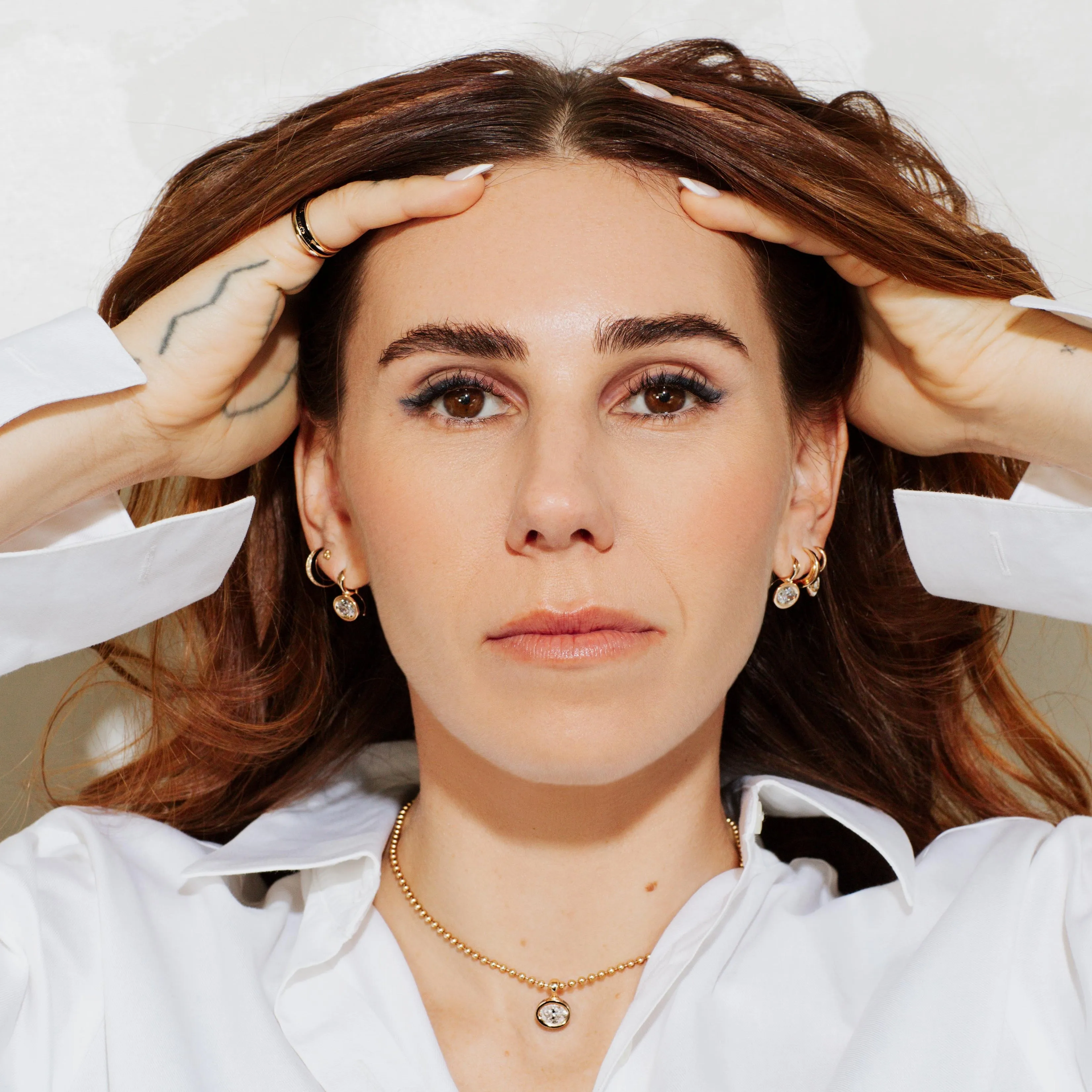 SRJ X ZM Oval Diamond and Enamel Earrings - In Stock sold by Sophie Ratner product image thumbnail 3