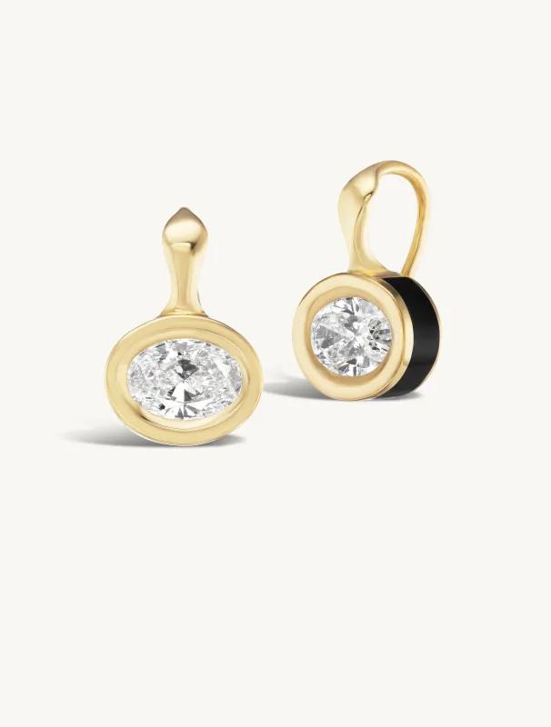 SRJ X ZM Oval Diamond and Enamel Earrings - In Stock sold by Sophie Ratner