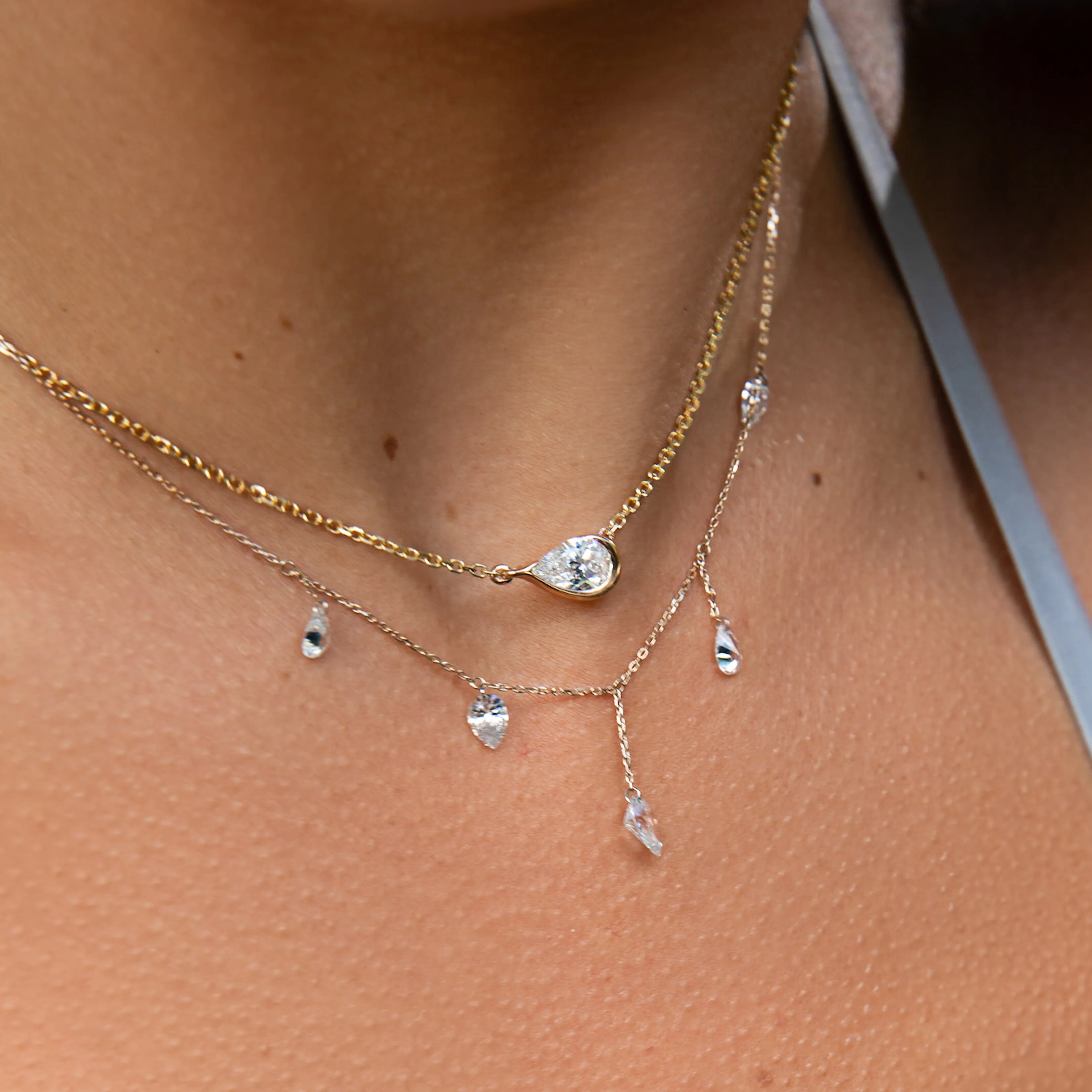 Pierced Pear Five Diamond Necklace - In Stock sold by Sophie Ratner product image thumbnail 4