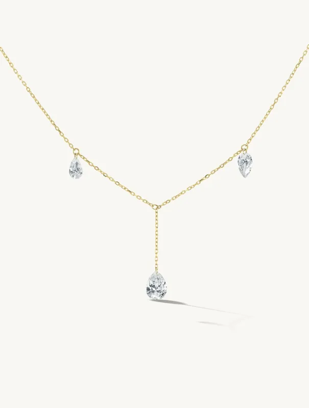 Triplet Pear Pierced Diamond Necklace - In Stock sold by Sophie Ratner