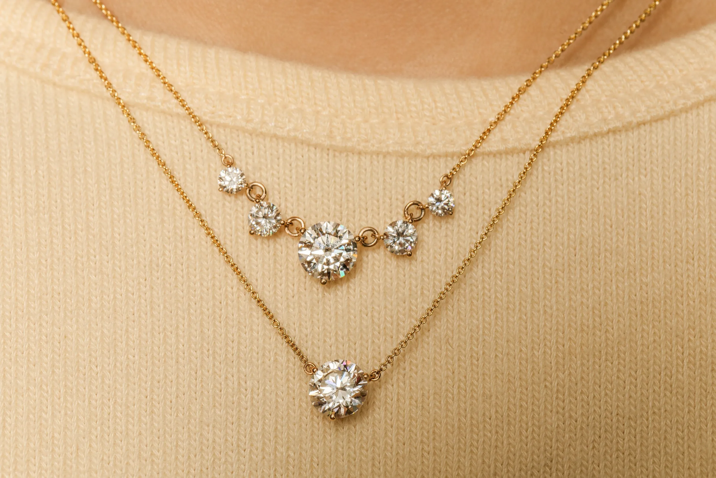 Graduating Diamond Fluted Necklace - In Stock sold by Sophie Ratner product image thumbnail 5