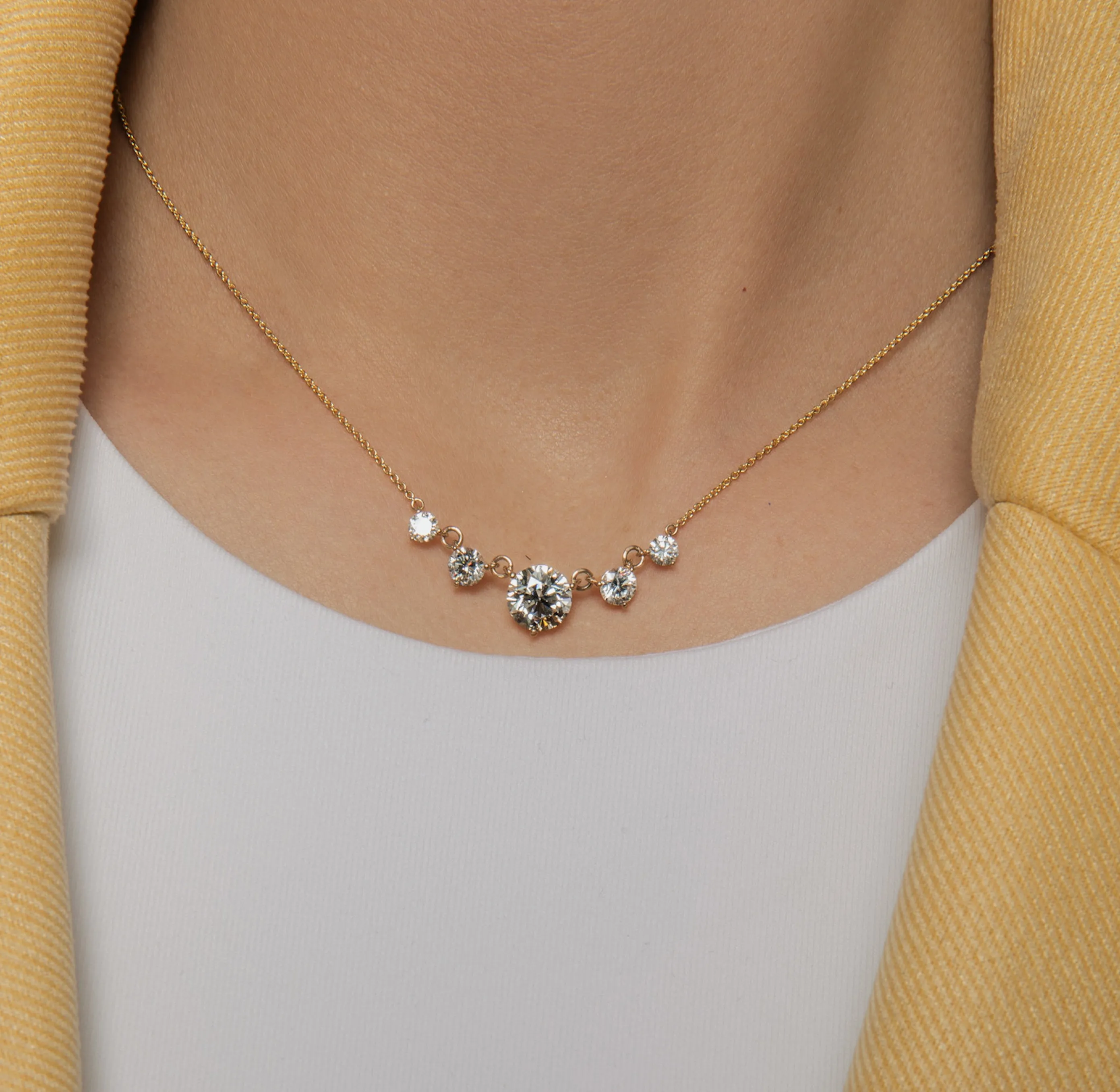 Graduating Diamond Fluted Necklace - In Stock sold by Sophie Ratner product image thumbnail 2