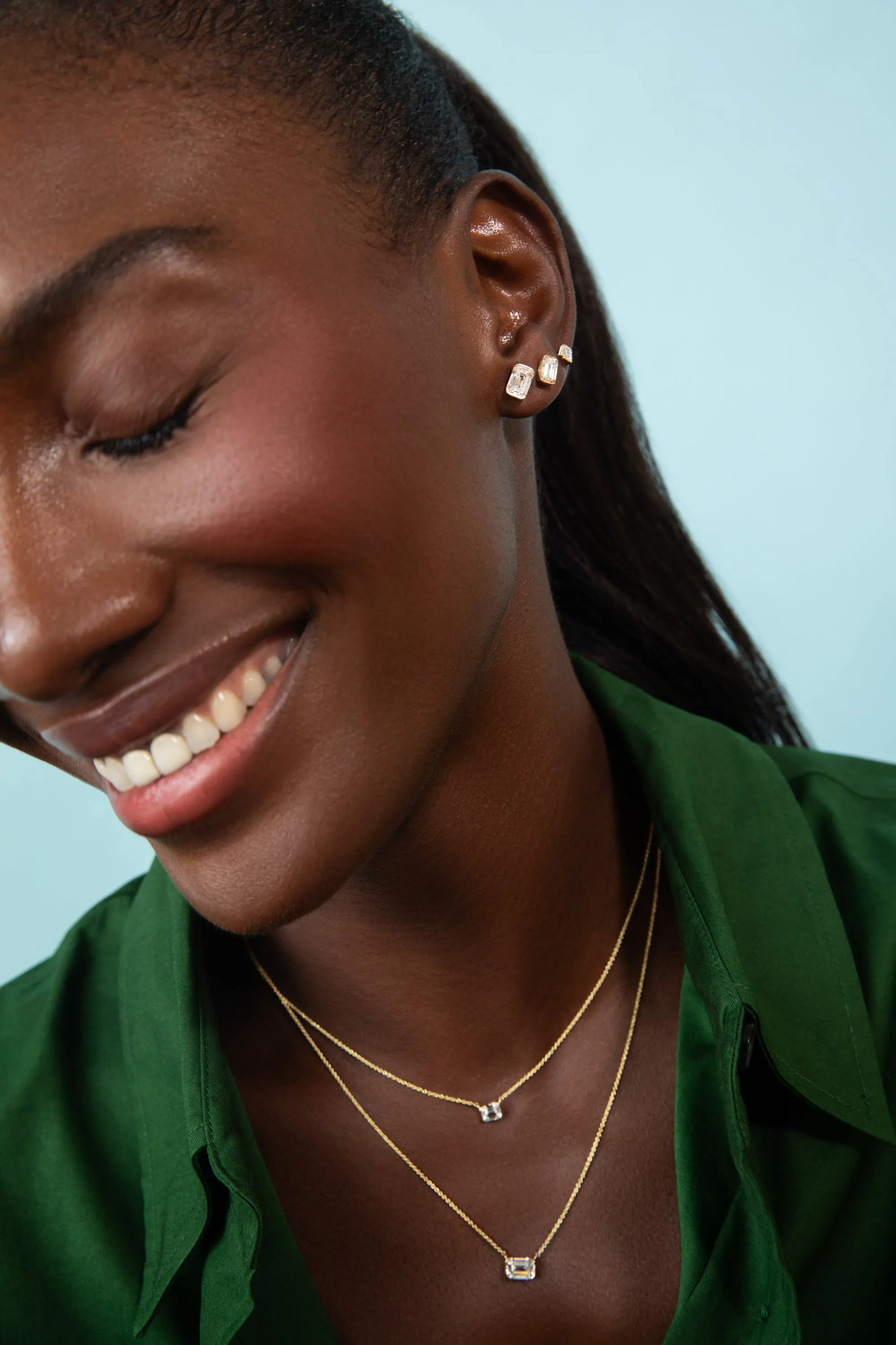 Small Emerald Sunrise Stud - In Stock sold by Sophie Ratner product image thumbnail 3