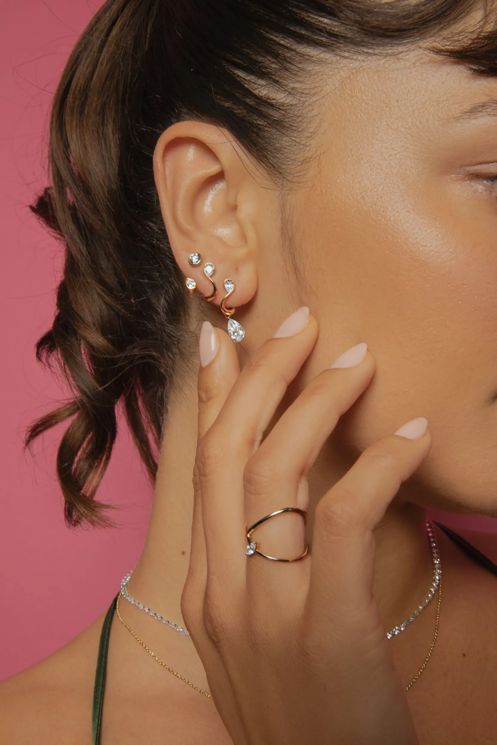 Diamond Forever Earring with Hanging Pear - In Stock sold by Sophie Ratner product image thumbnail 3