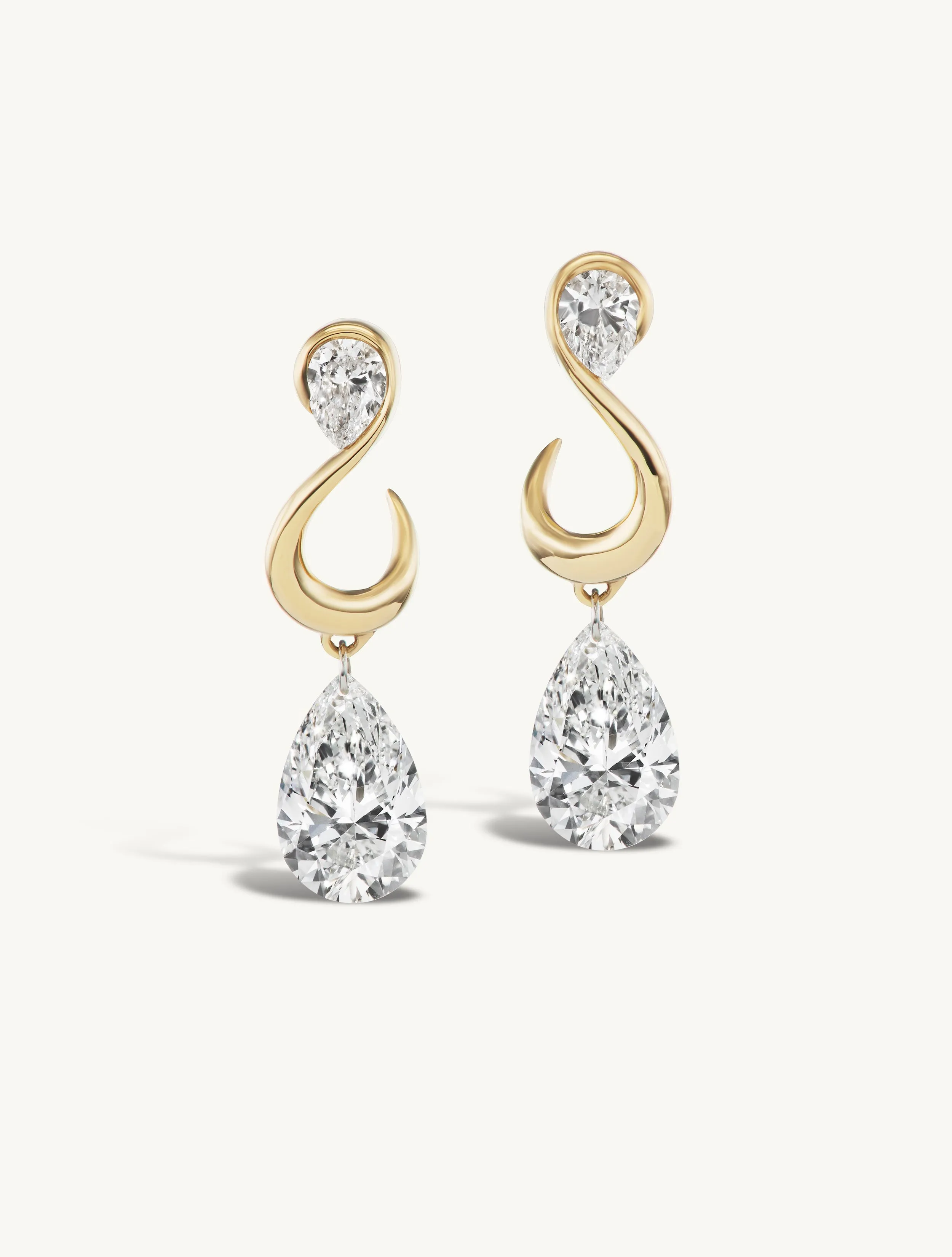 Diamond Forever Earring with Hanging Pear - In Stock sold by Sophie Ratner