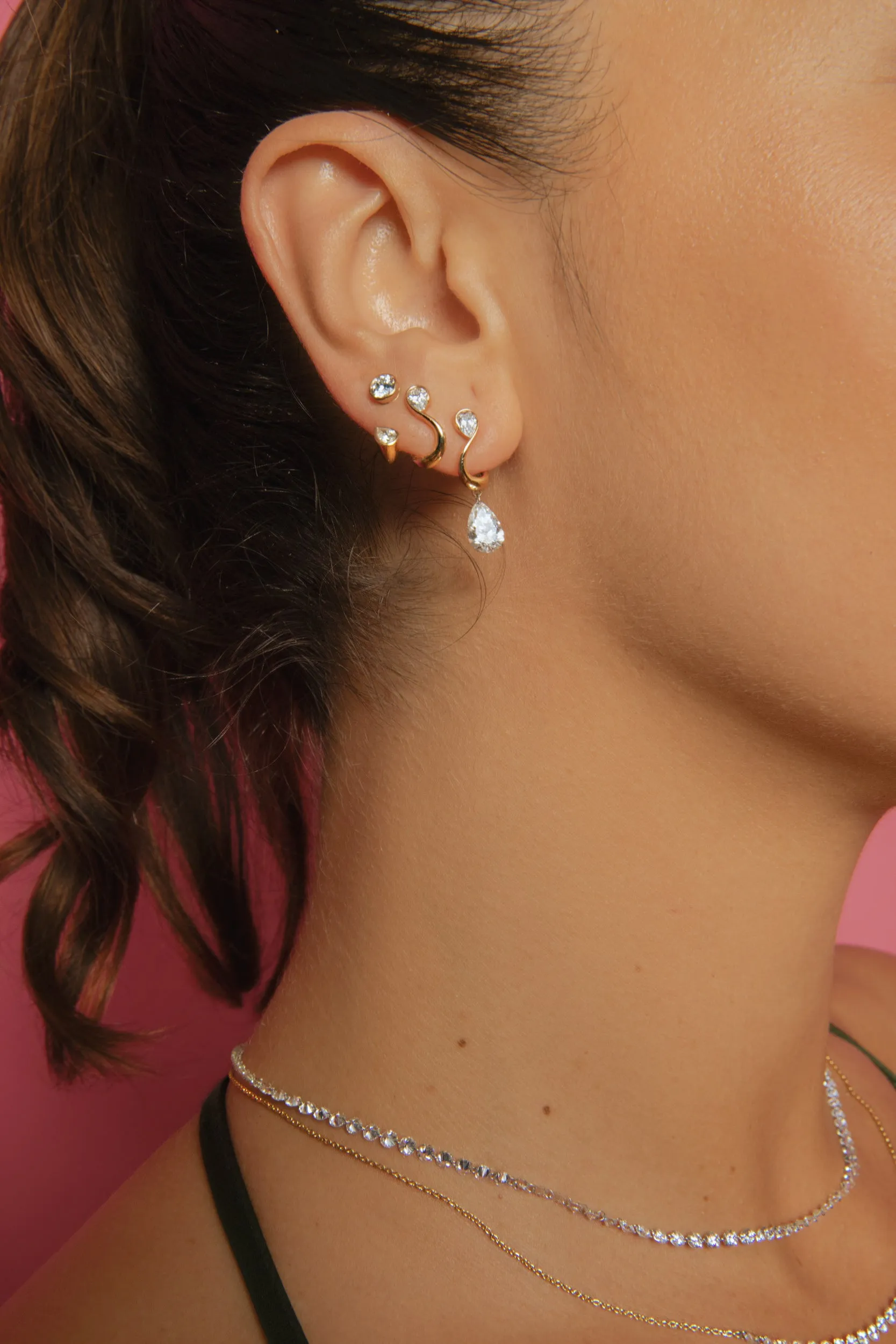 Diamond Forever Earring with Hanging Pear - In Stock sold by Sophie Ratner product image thumbnail 2