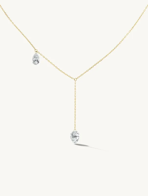 Duo Pierced Pear Diamond Necklace - In Stock sold by Sophie Ratner