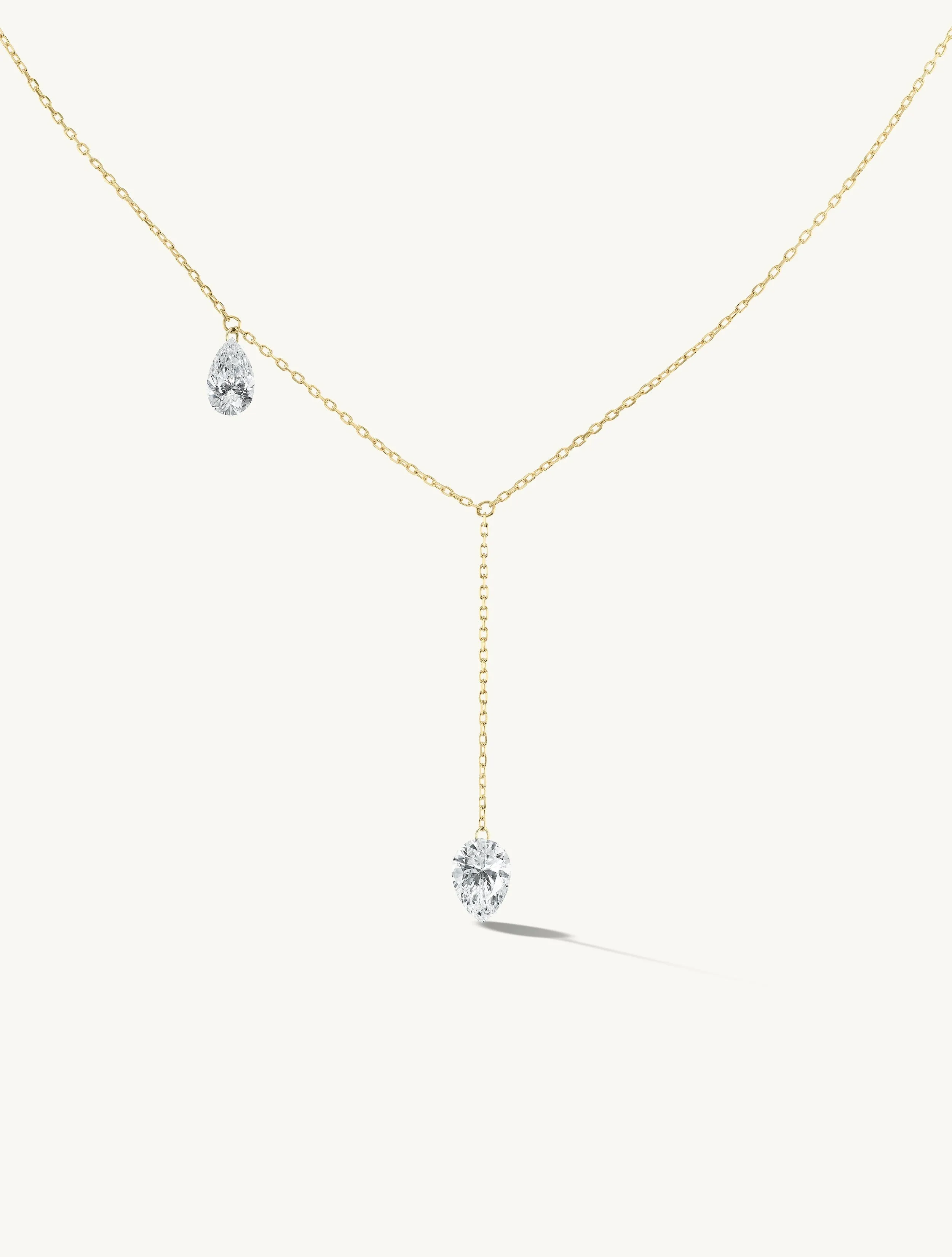 Duo Pierced Pear Diamond Necklace - In Stock sold by Sophie Ratner