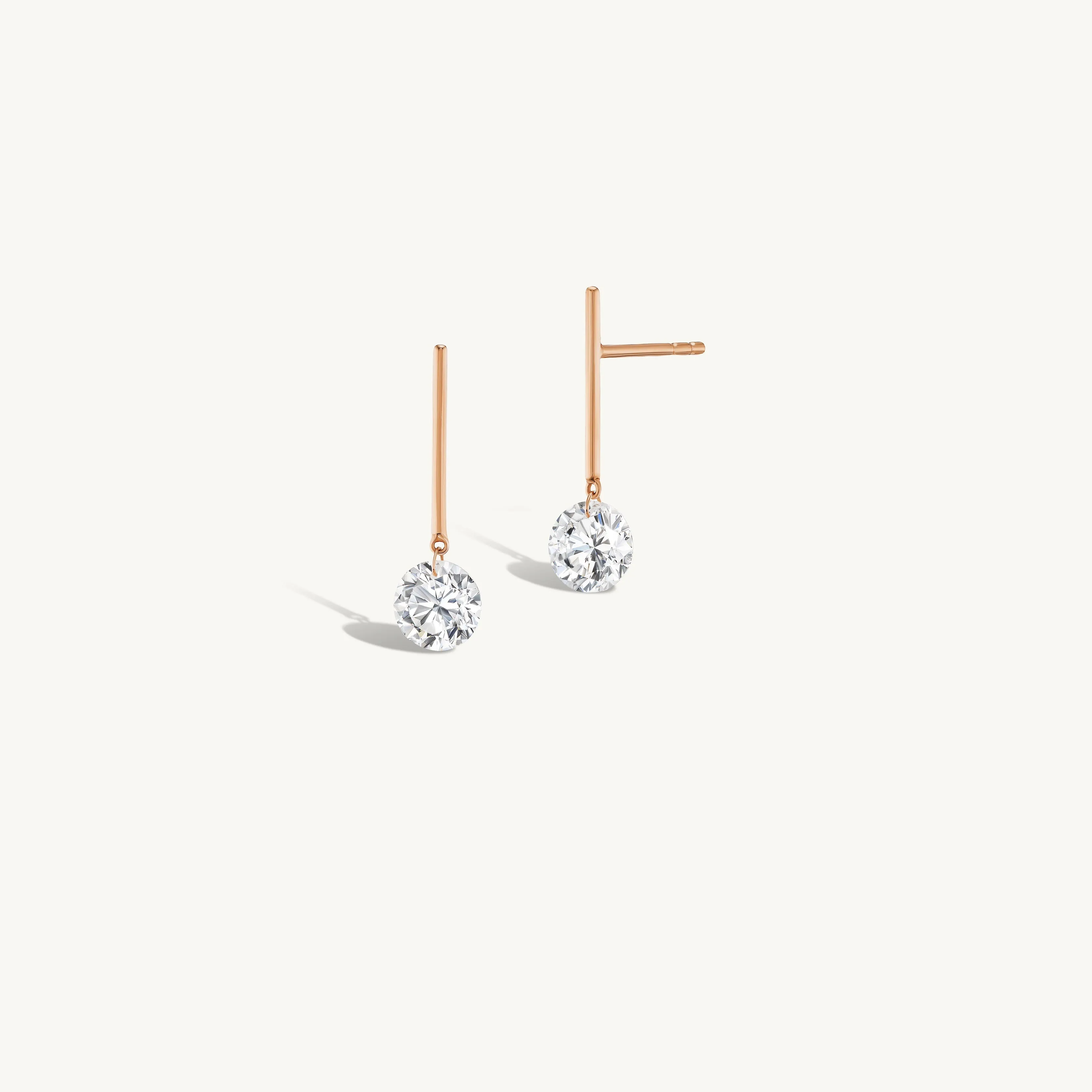 1 Carat Round Pierced Diamond & Gold Bar Earring sold by Sophie Ratner product image thumbnail 5