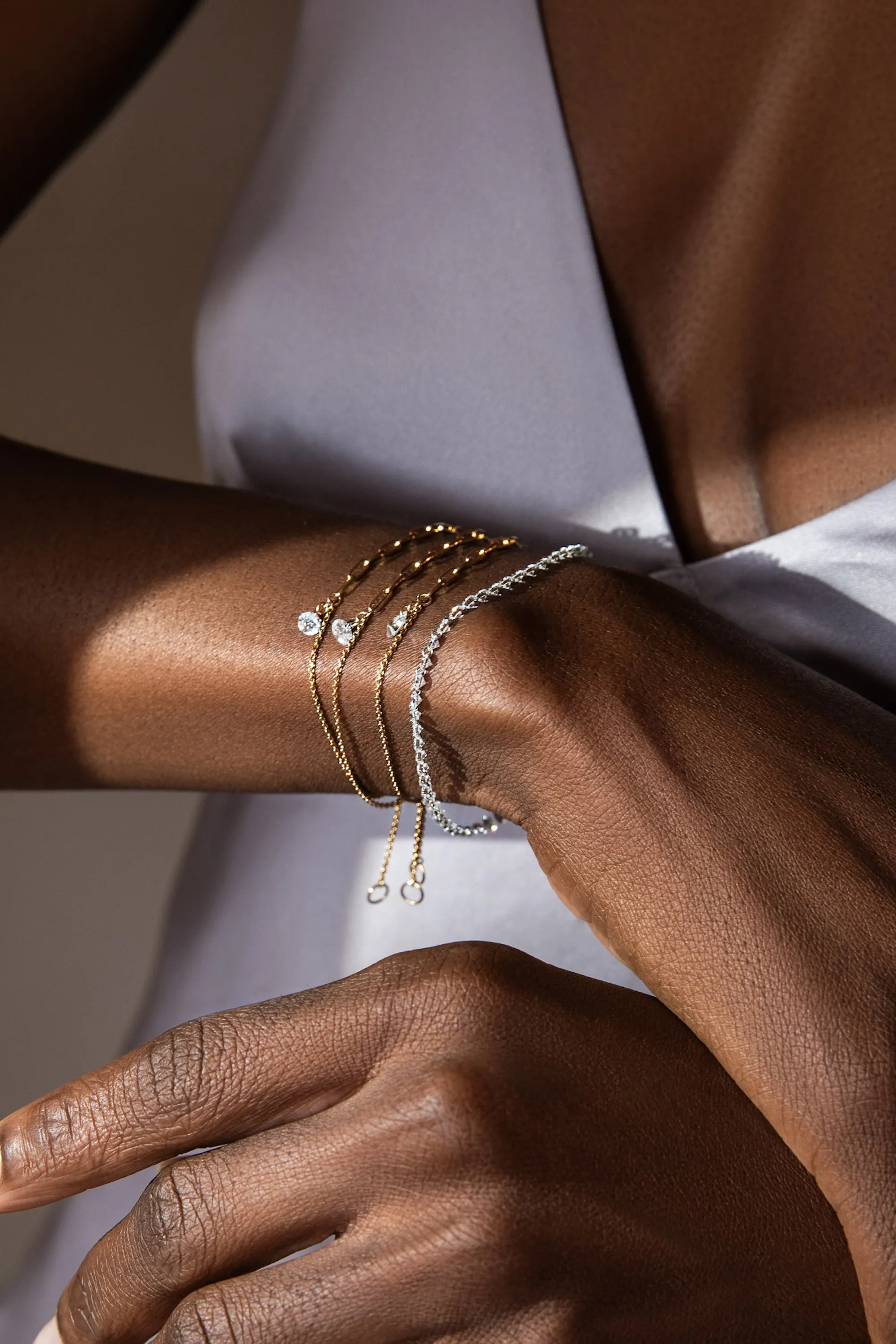 Pierced Oval Diamond Duo Chain Bracelet sold by Sophie Ratner product image thumbnail 3