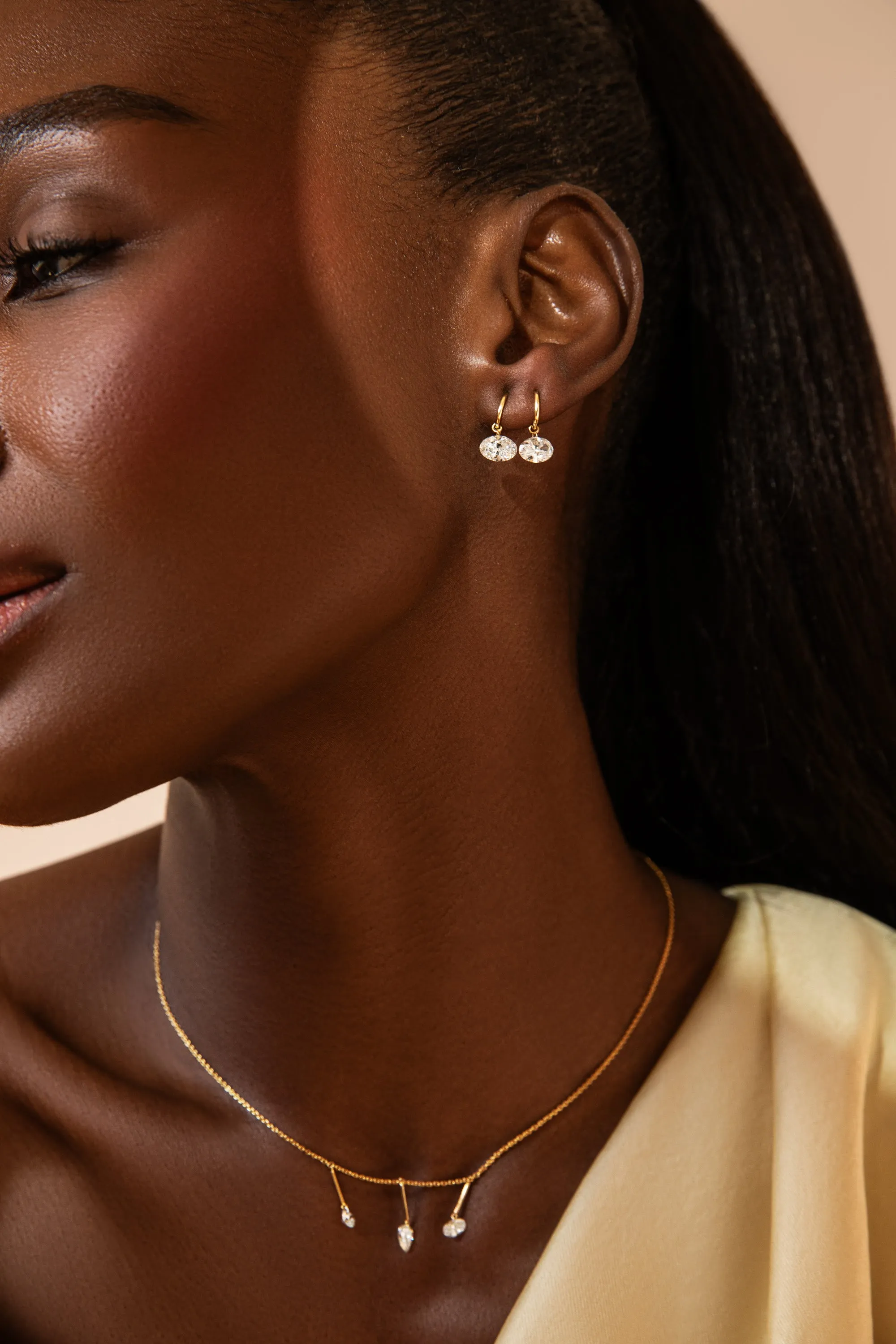 1 Carat Oval Pierced Diamond Earring sold by Sophie Ratner product image thumbnail 3