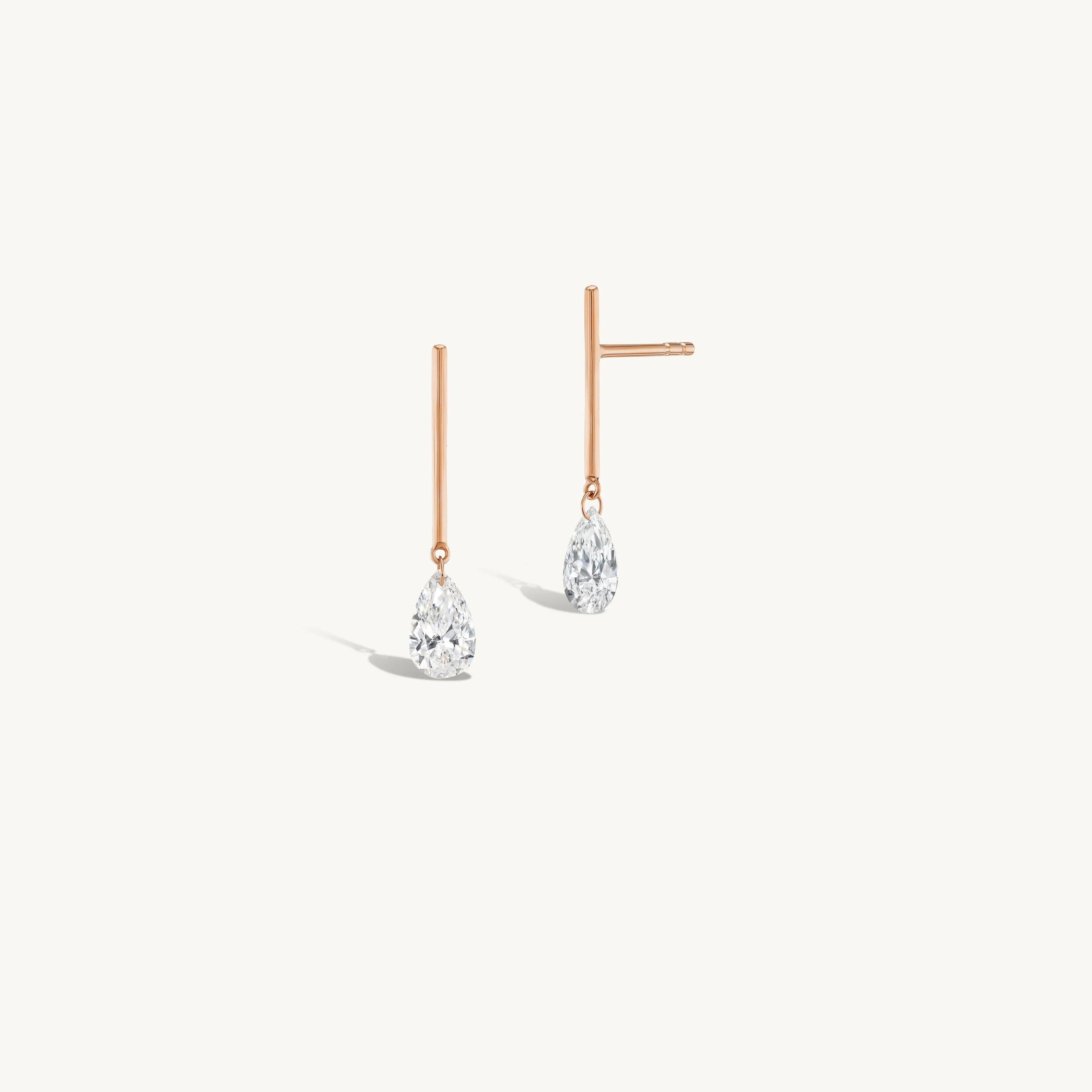 1/2 Carat Pear Pierced Diamond & Gold Bar Earring sold by Sophie Ratner product image thumbnail 5