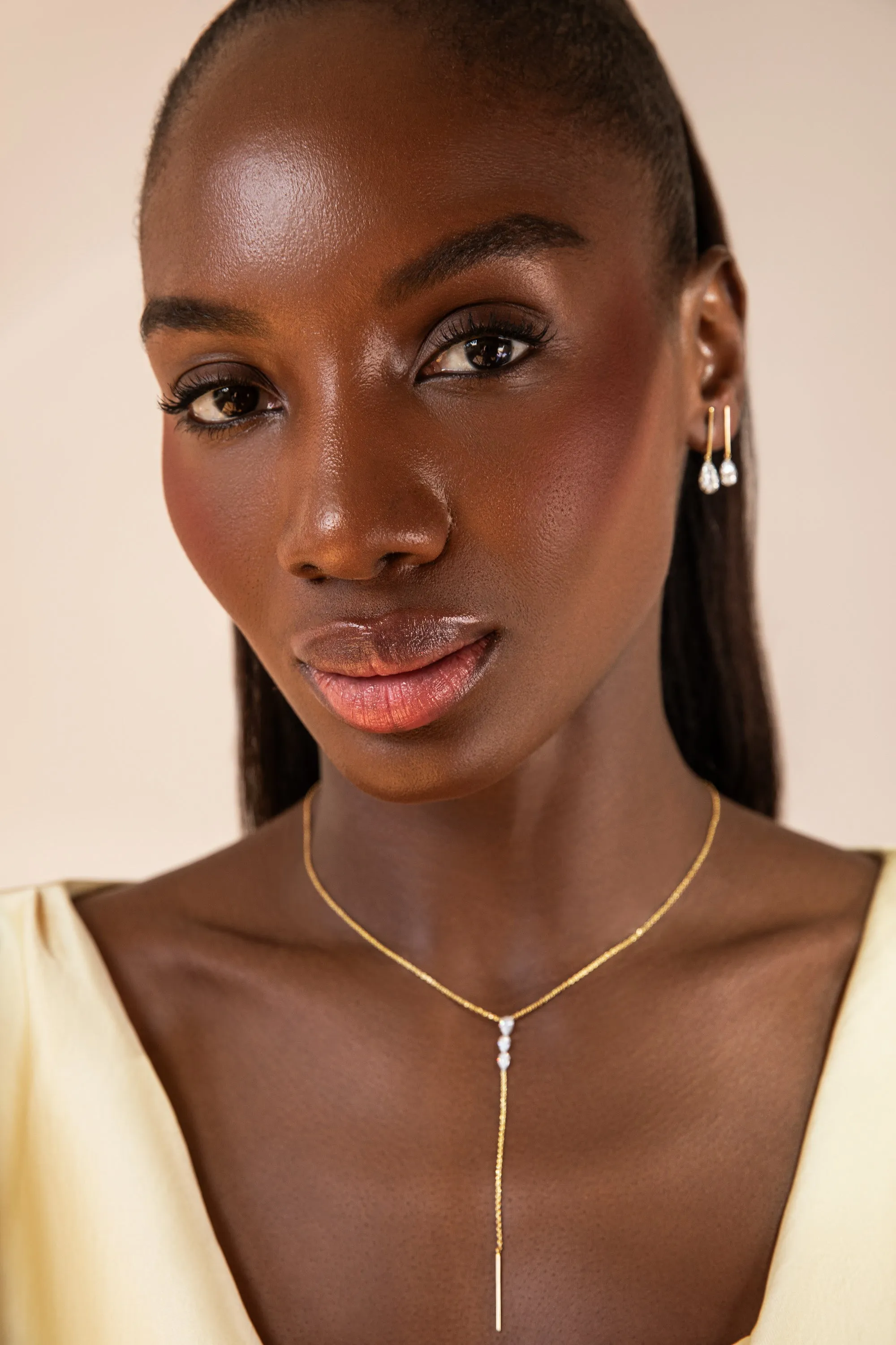 1 Carat Pear Pierced Diamond & Gold Bar Earring sold by Sophie Ratner product image thumbnail 3