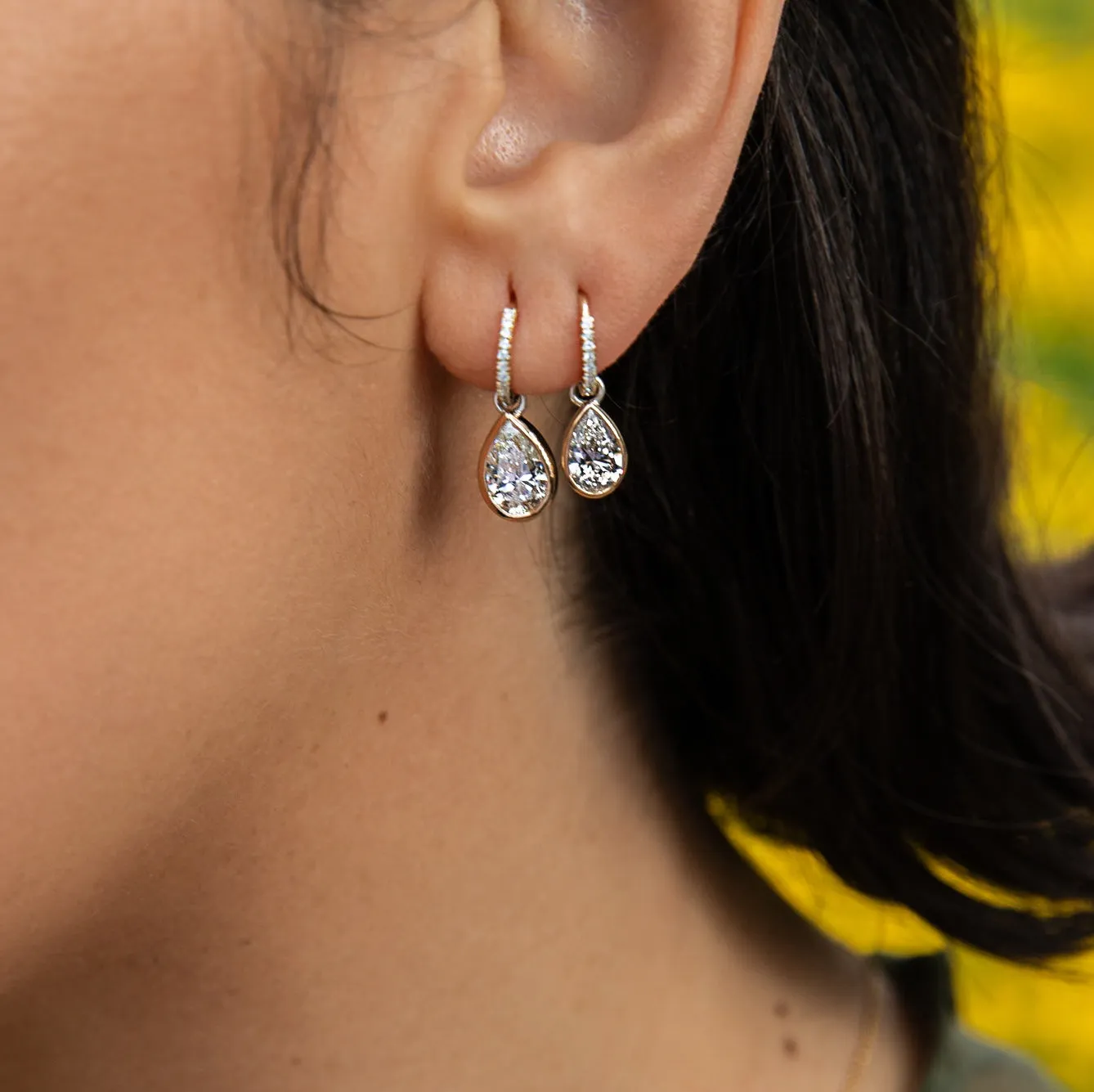 1.5 Carat Pear Bezel Charm + Free 8mm Gold Huggies sold by Sophie Ratner product image thumbnail 2