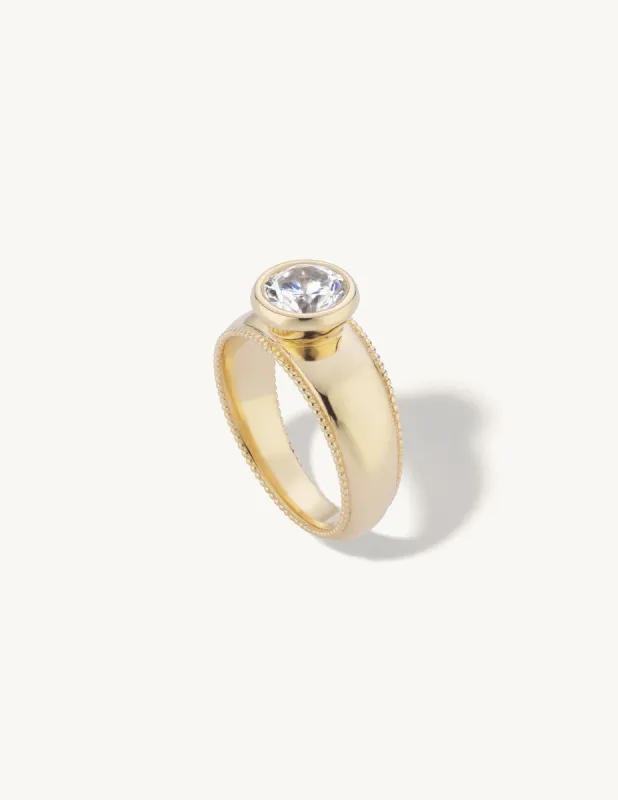 Wide Engagement Try-On Ring with Milgrain sold by Sophie Ratner
