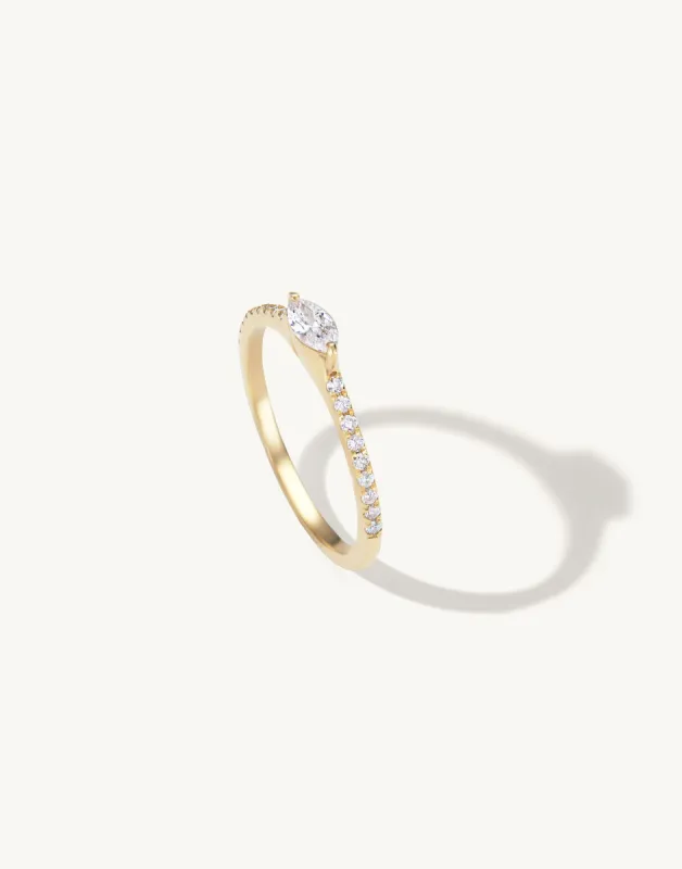 Marquise Ring with Pave Band sold by Sophie Ratner