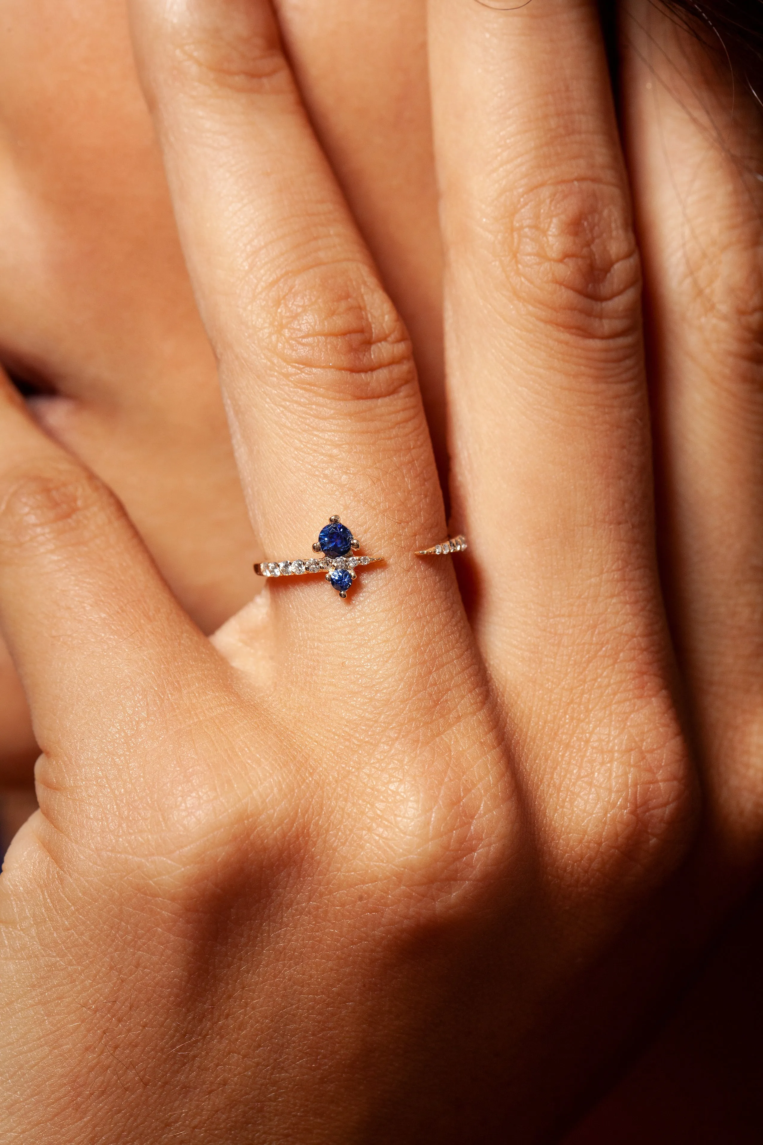 Pave Apex Ring with Sapphire sold by Sophie Ratner product image thumbnail 4