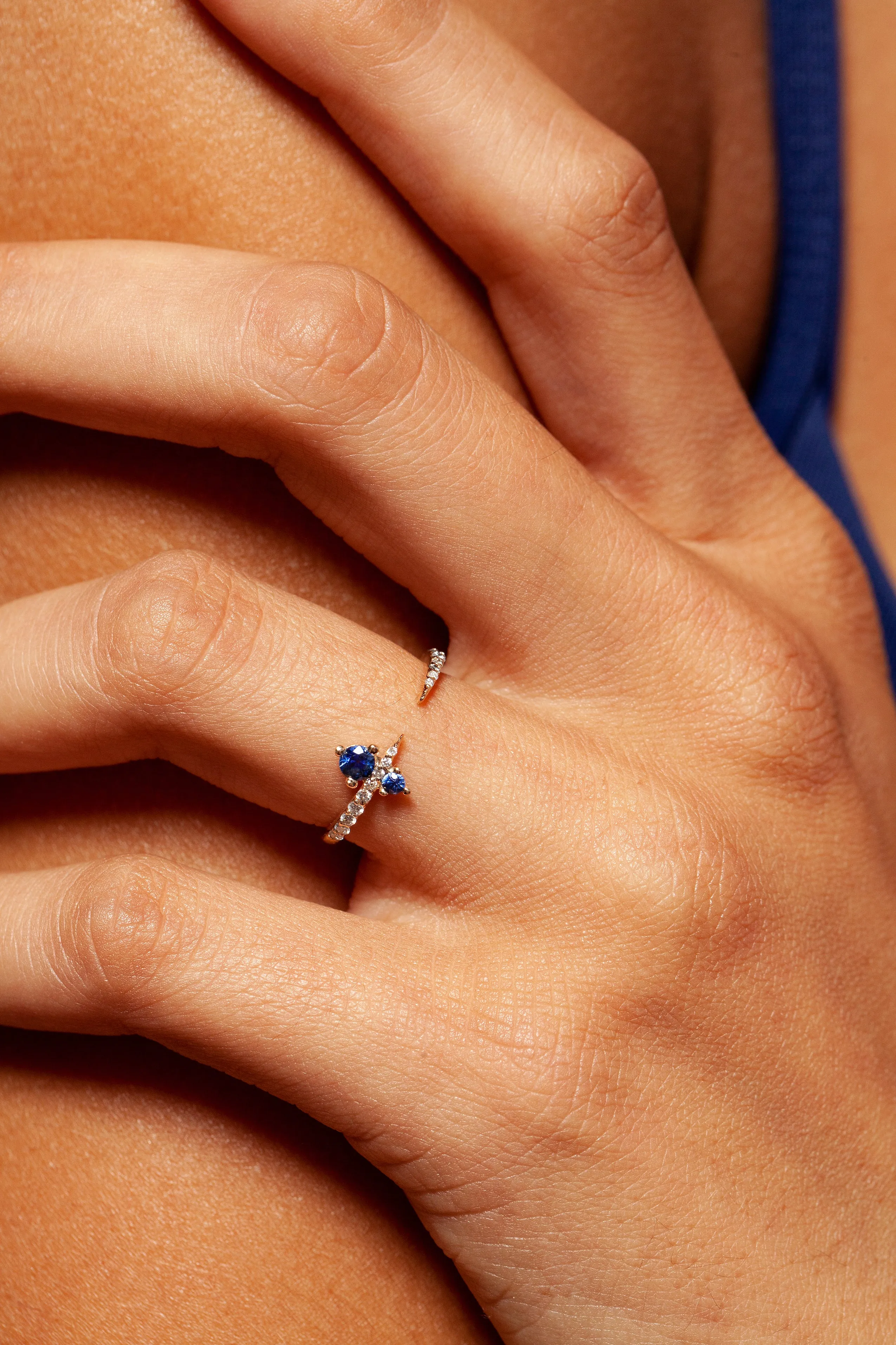 Pave Apex Ring with Sapphire sold by Sophie Ratner product image thumbnail 2