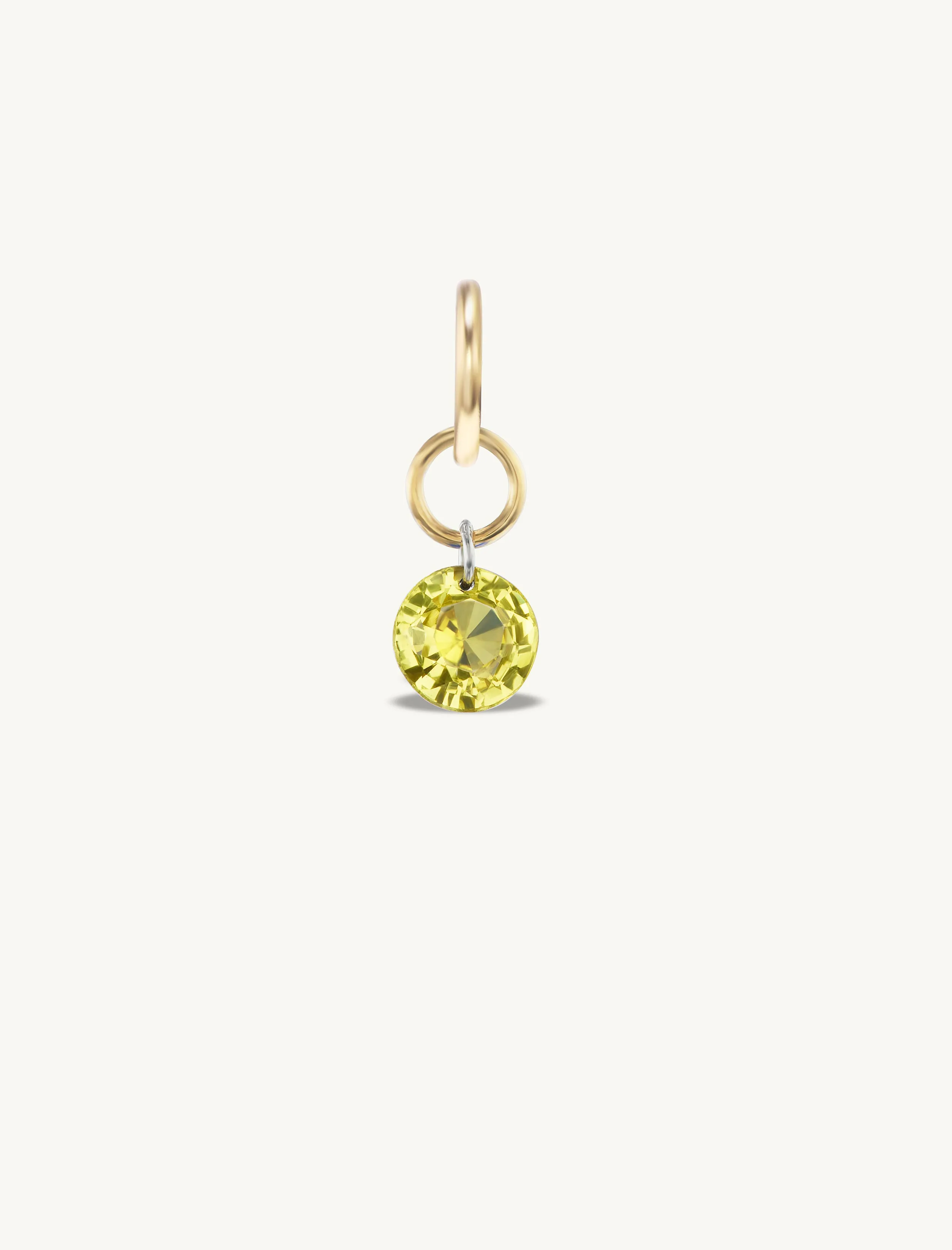 Small Round Pierced Light Yellow Sapphire Charm for Chains sold by Sophie Ratner
