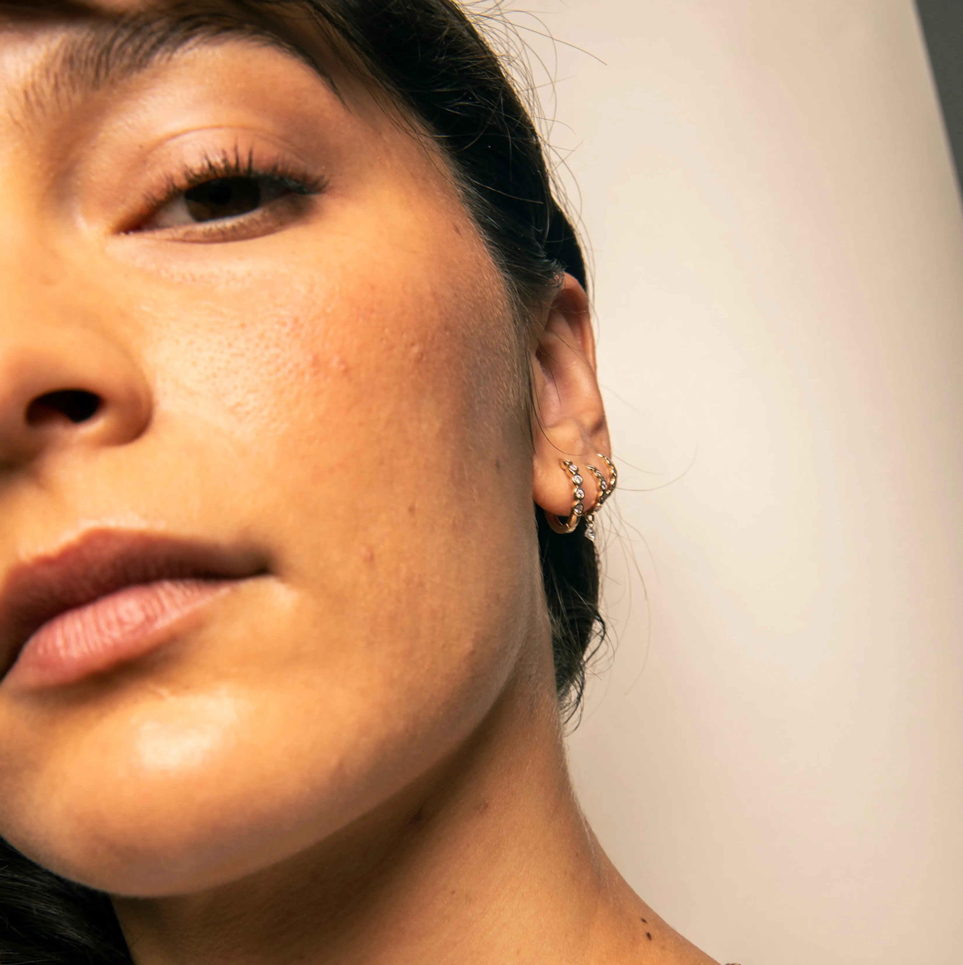 12mm Diamond Bezel Hoops sold by Sophie Ratner product image thumbnail 5