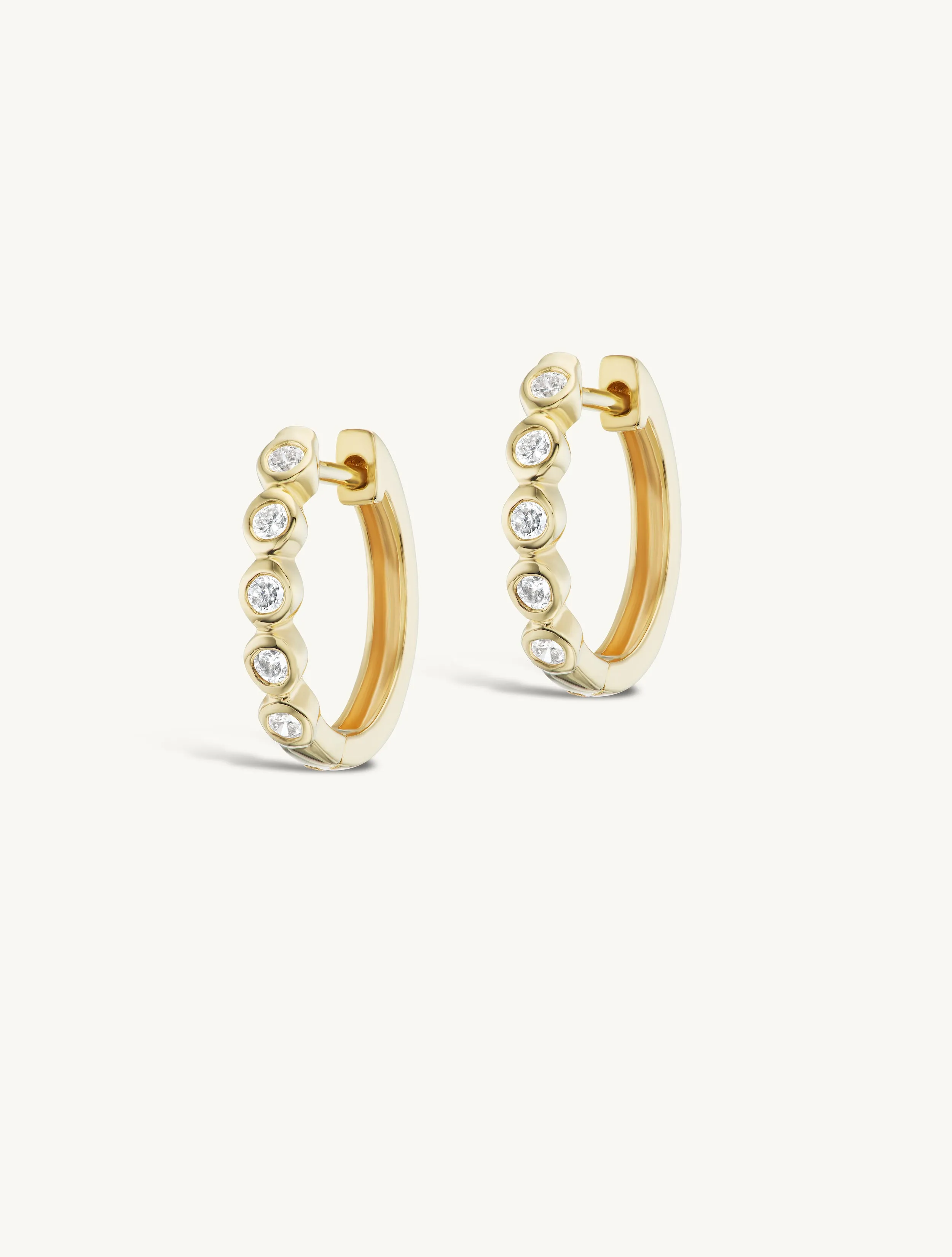 12mm Diamond Bezel Hoops sold by Sophie Ratner