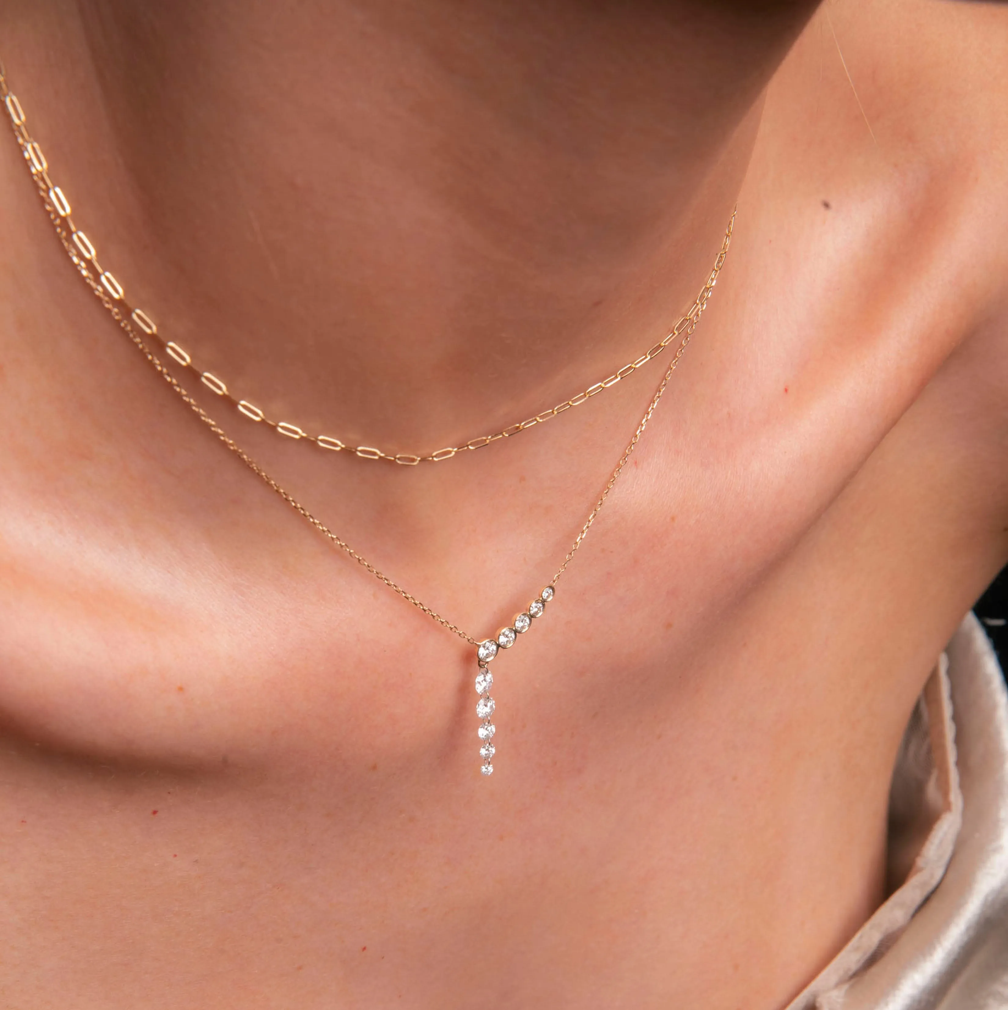 Five Diamond Line with Quintuple Pierced Diamond Necklace sold by Sophie Ratner product image thumbnail 3