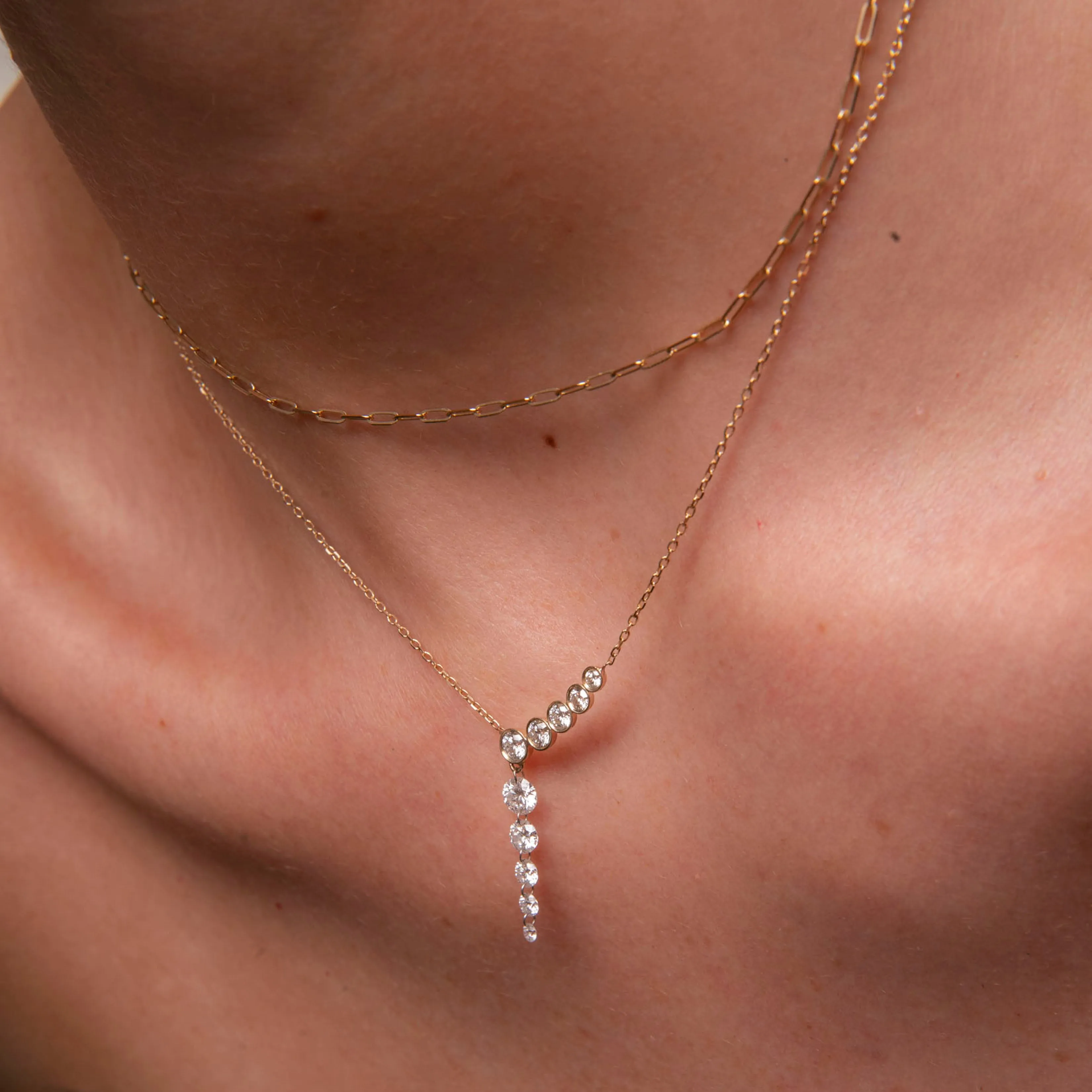 Five Diamond Line with Quintuple Pierced Diamond Necklace sold by Sophie Ratner product image thumbnail 2