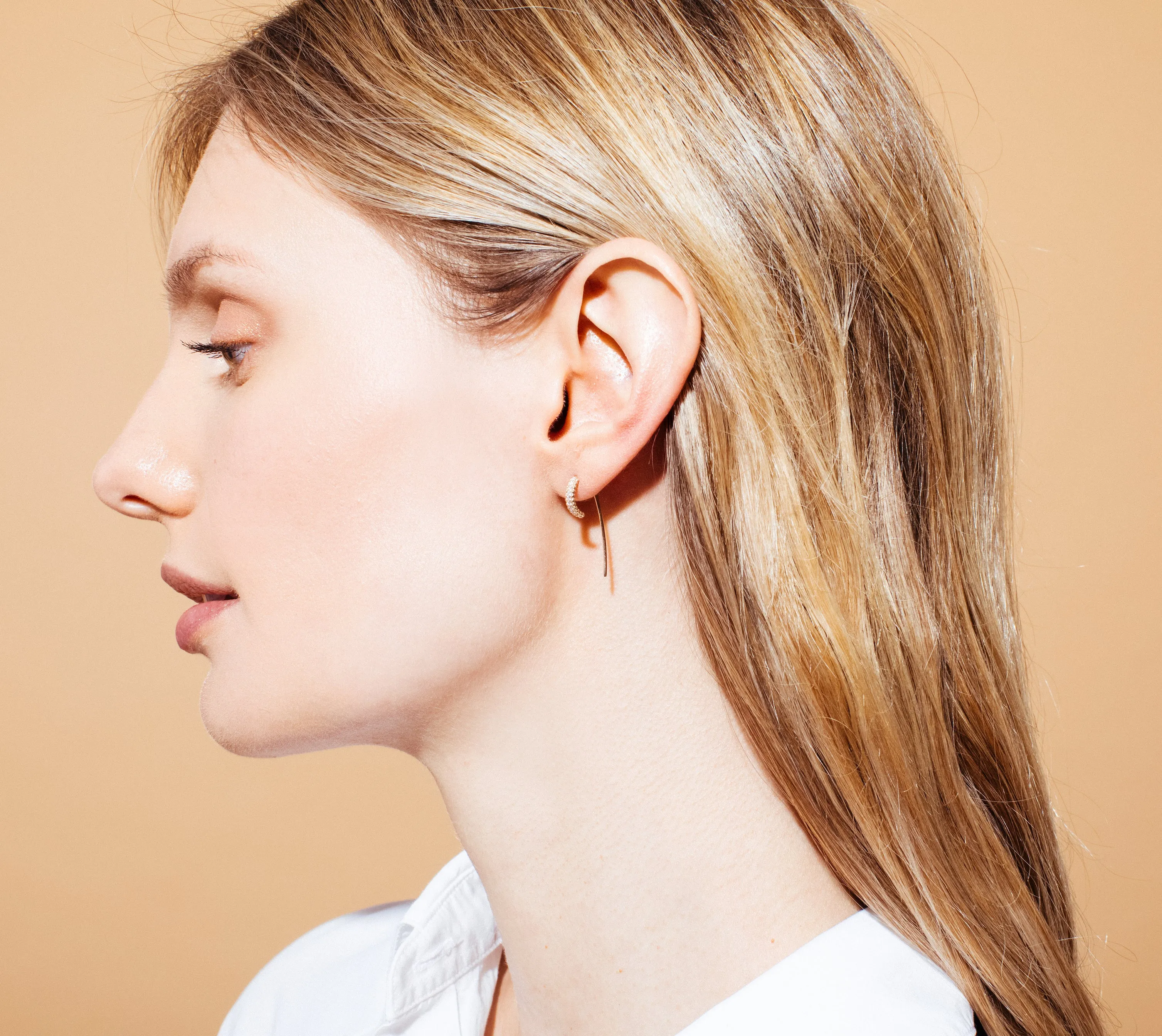 Elongated Diamond Huggies sold by Sophie Ratner product image thumbnail 2