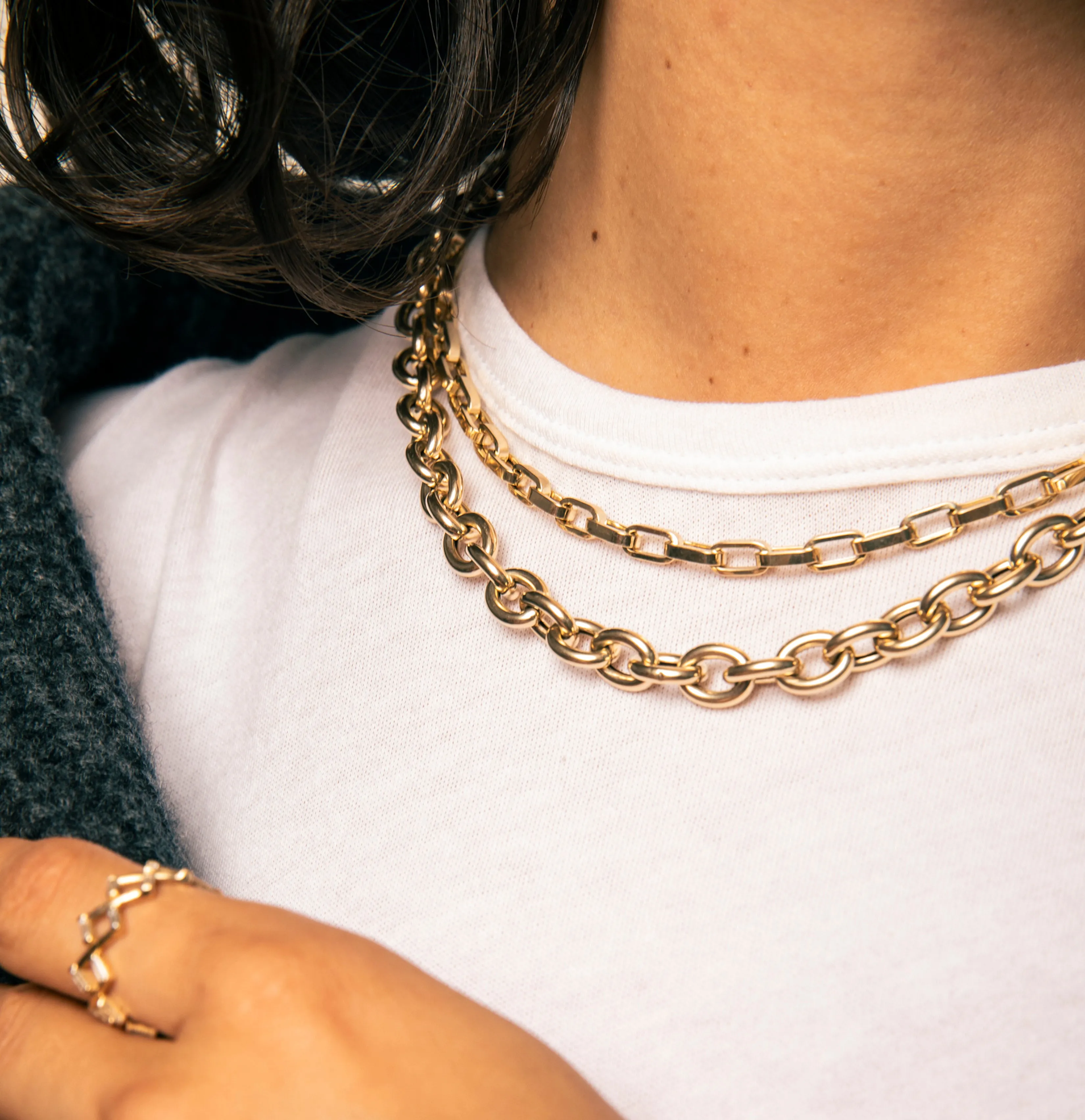 Chunky Flat Rectangular Chain Necklace sold by Sophie Ratner product image thumbnail 2