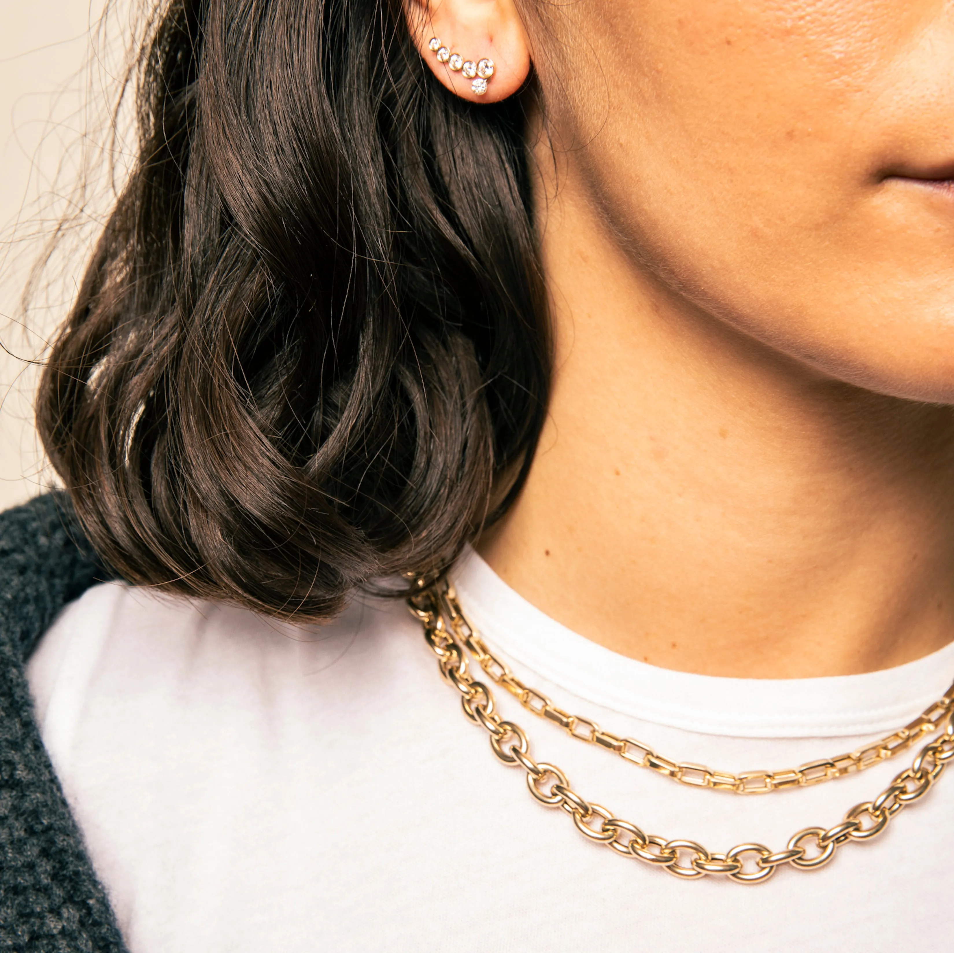 Chunky Flat Rectangular Chain Necklace sold by Sophie Ratner product image thumbnail 3