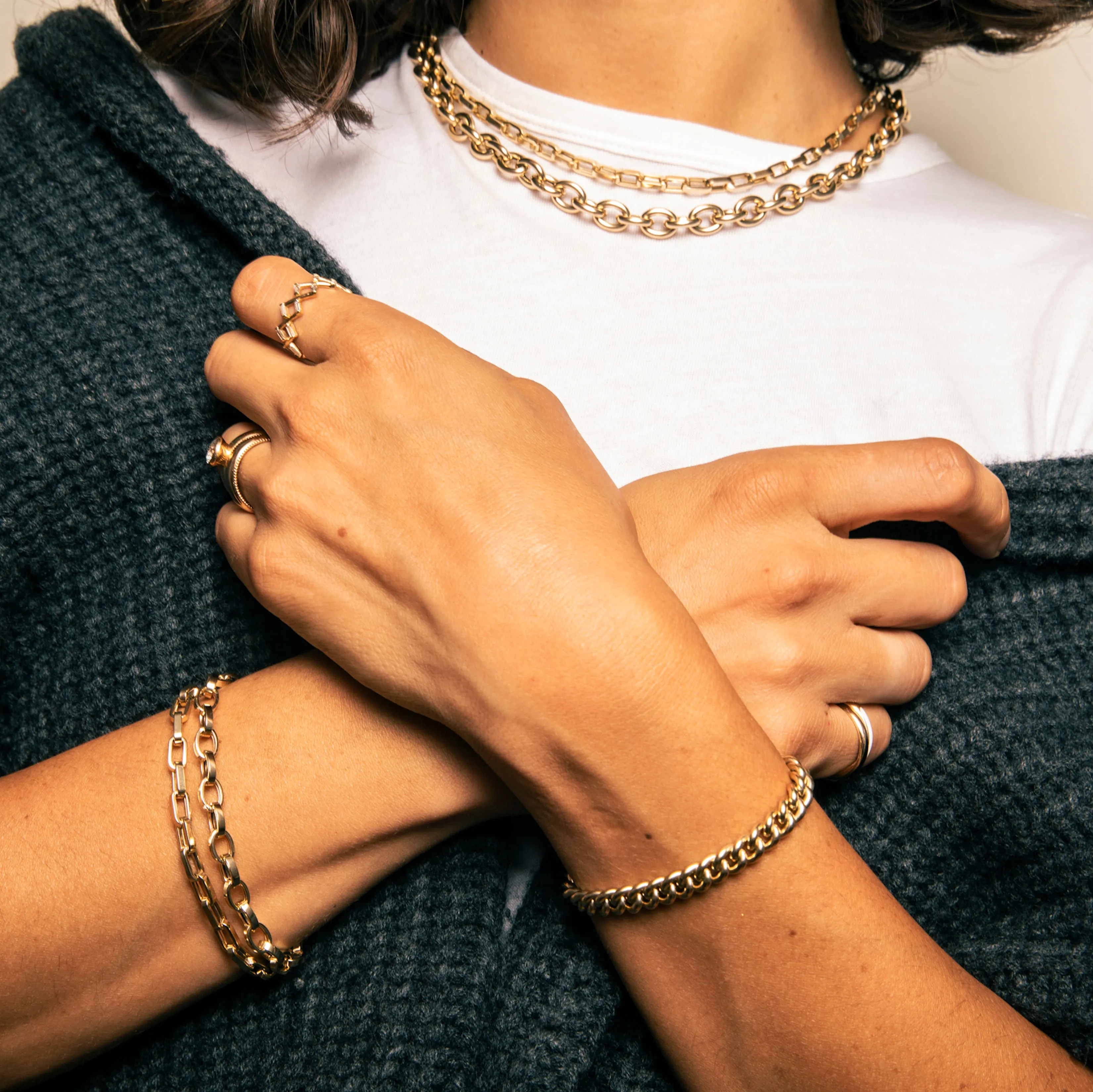 Chunky Flat Rectangular Chain Necklace sold by Sophie Ratner product image thumbnail 5