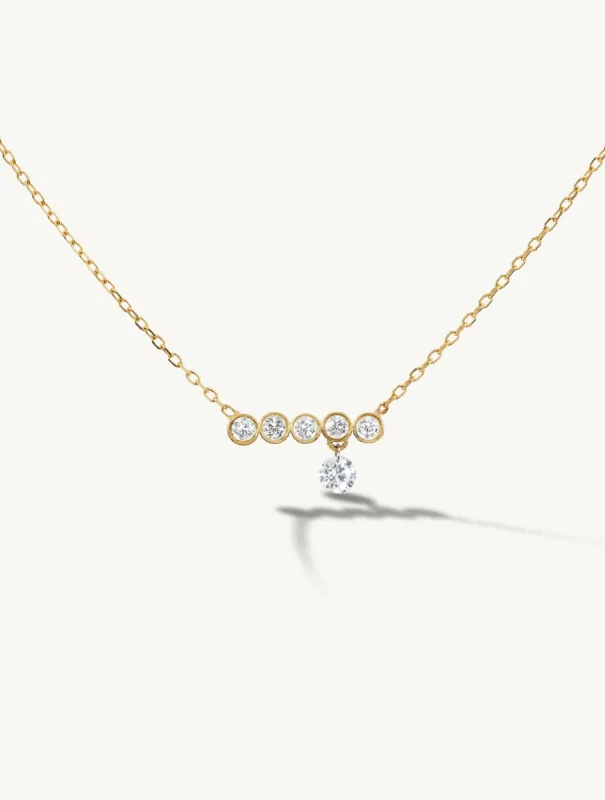 Five Diamond Line with Pierced Diamond Necklace sold by Sophie Ratner