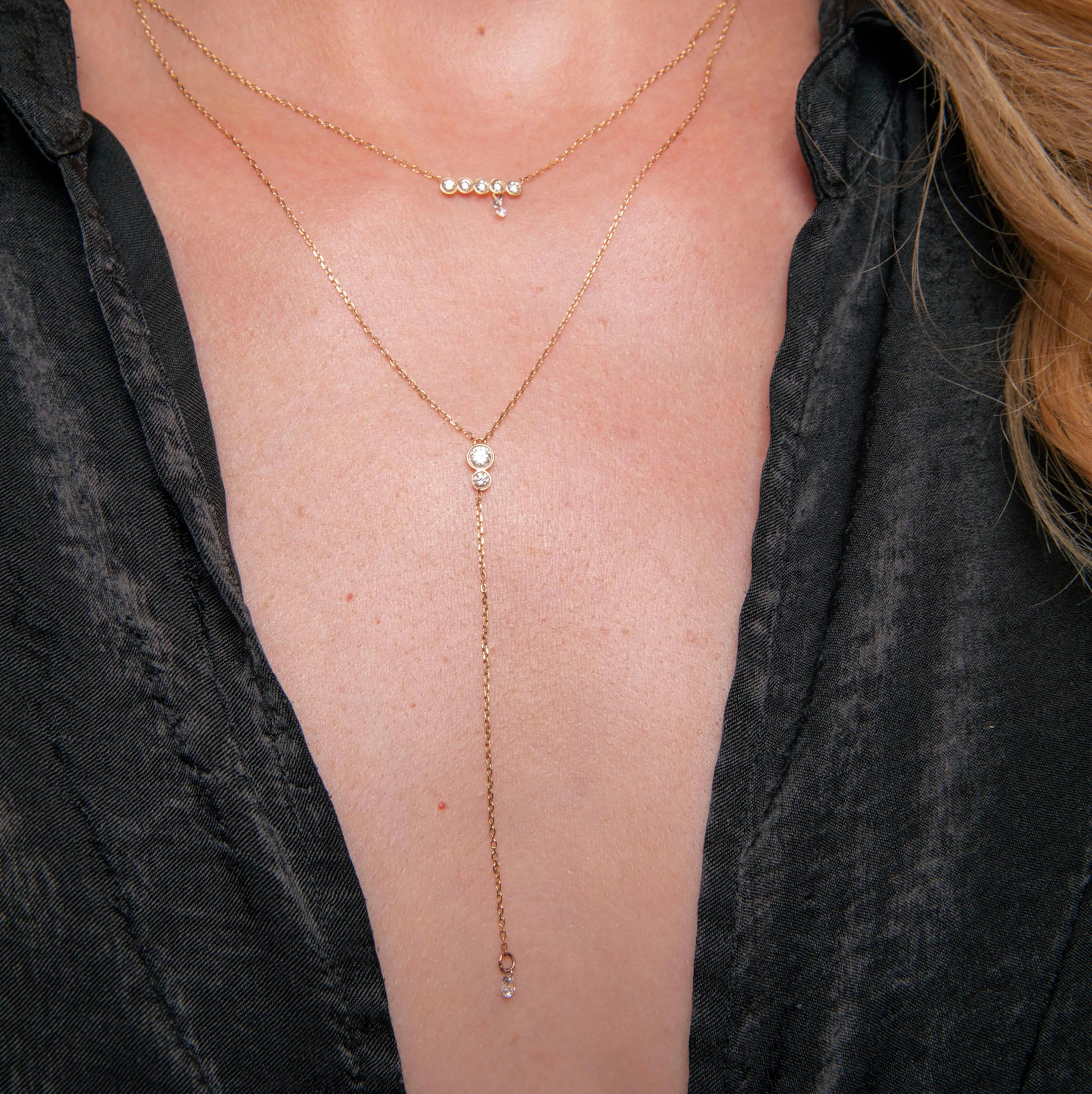 Five Diamond Line with Pierced Diamond Necklace sold by Sophie Ratner product image thumbnail 2
