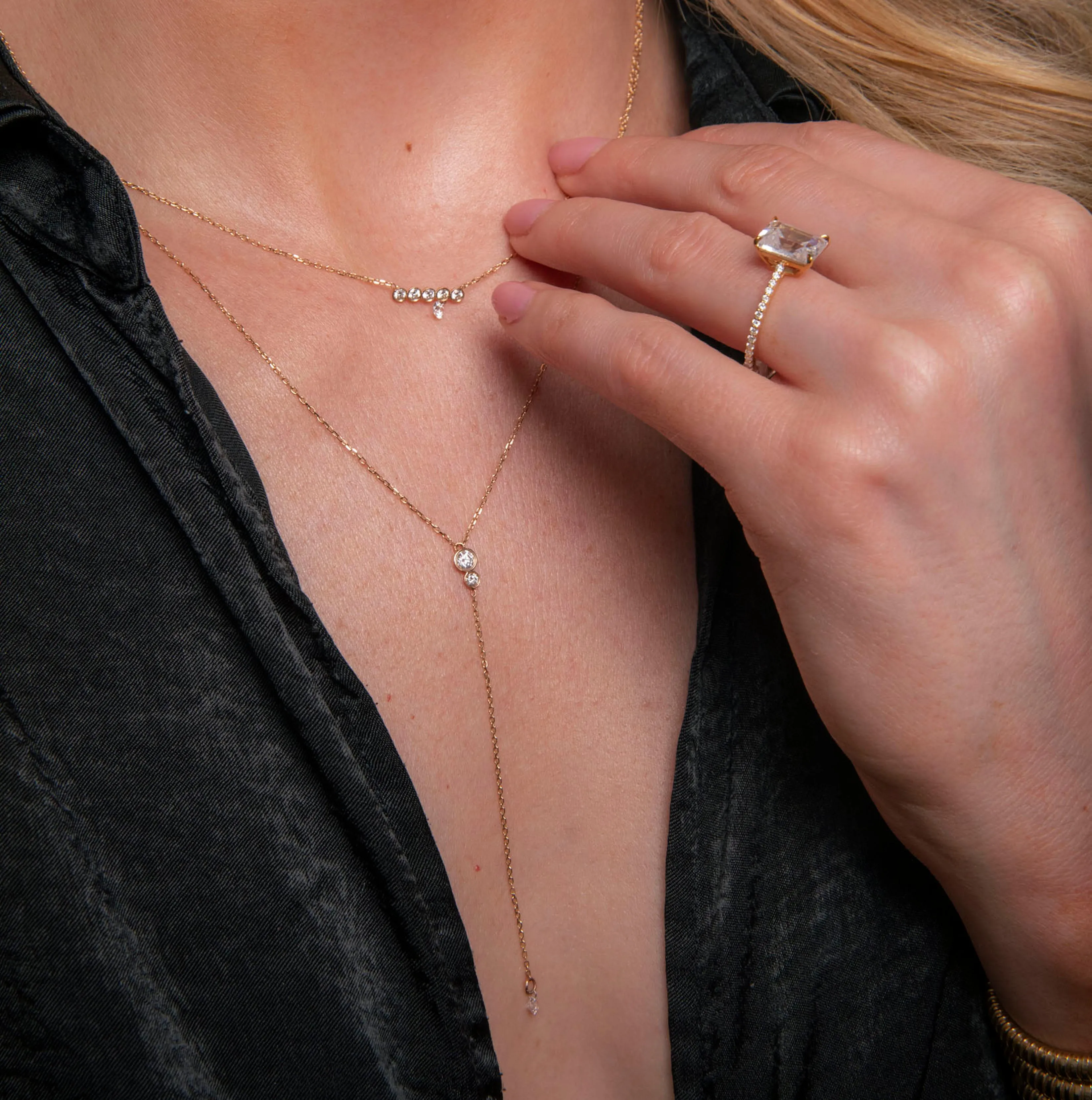 Five Diamond Line with Pierced Diamond Necklace sold by Sophie Ratner product image thumbnail 3