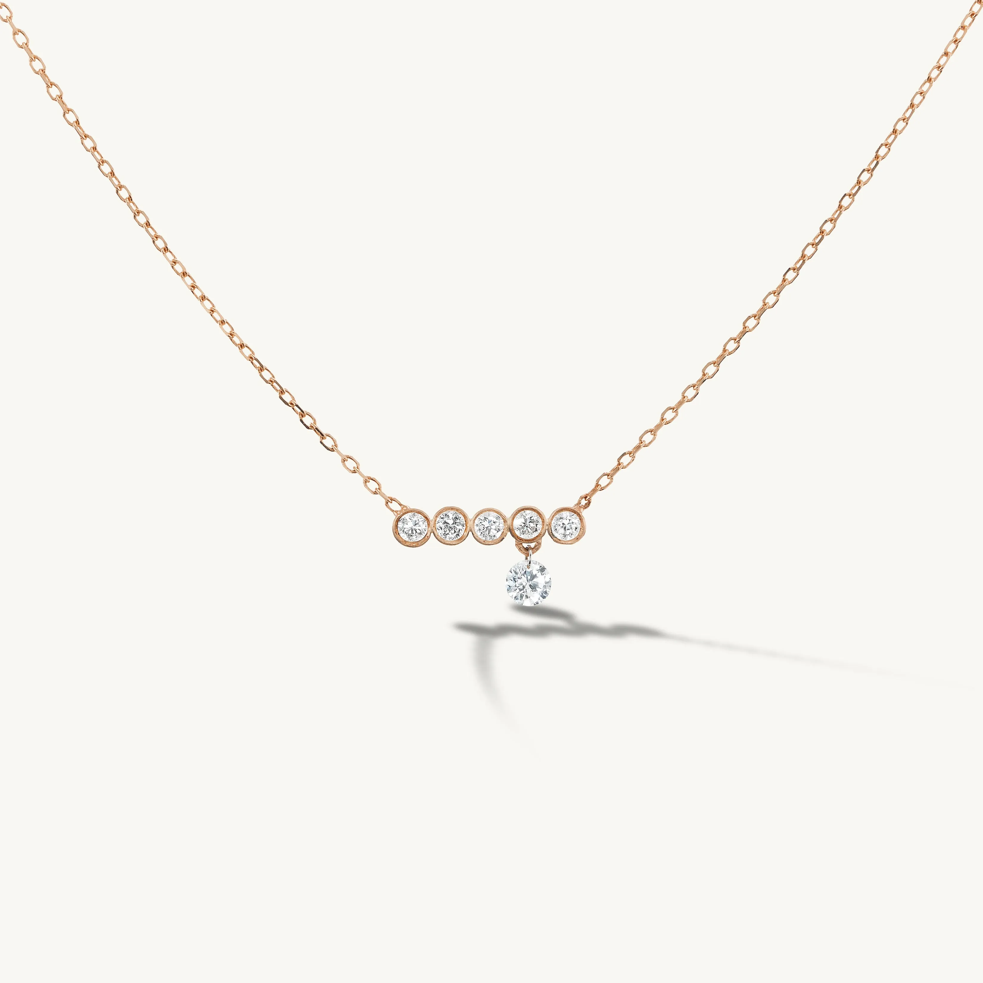 Five Diamond Line with Pierced Diamond Necklace sold by Sophie Ratner product image thumbnail 4