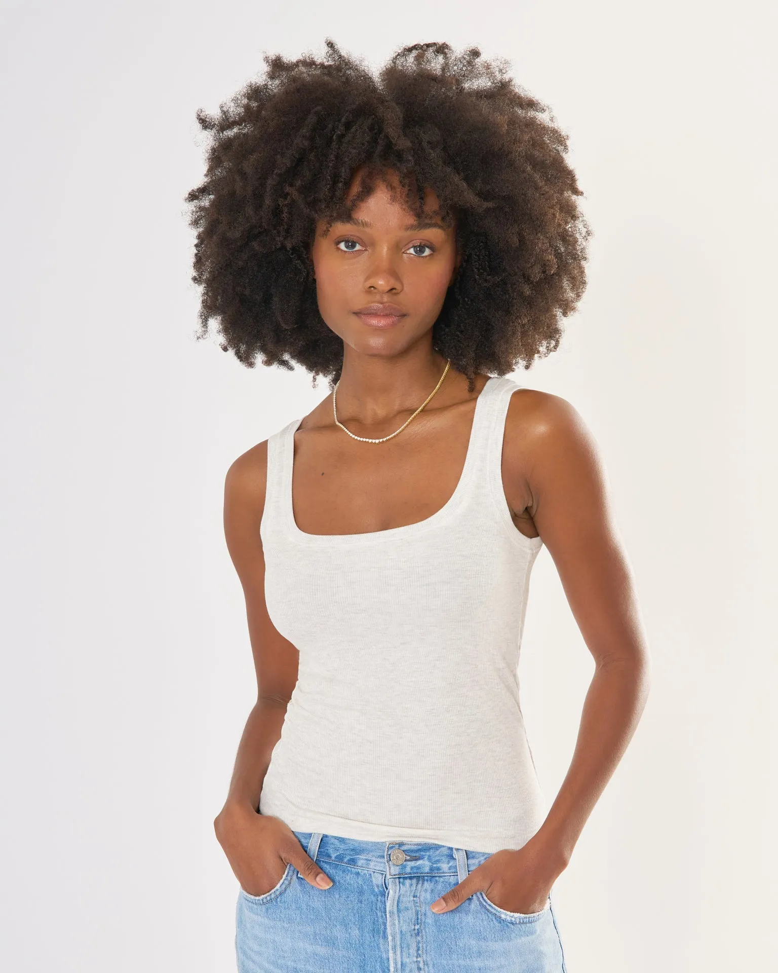 Franklin Ribbed Square Neck Tank sold by The Wheat Collection