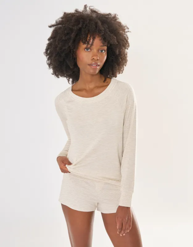 Bel Air Sweatshirt - Oatmeal and White Stripe sold by The Wheat Collection