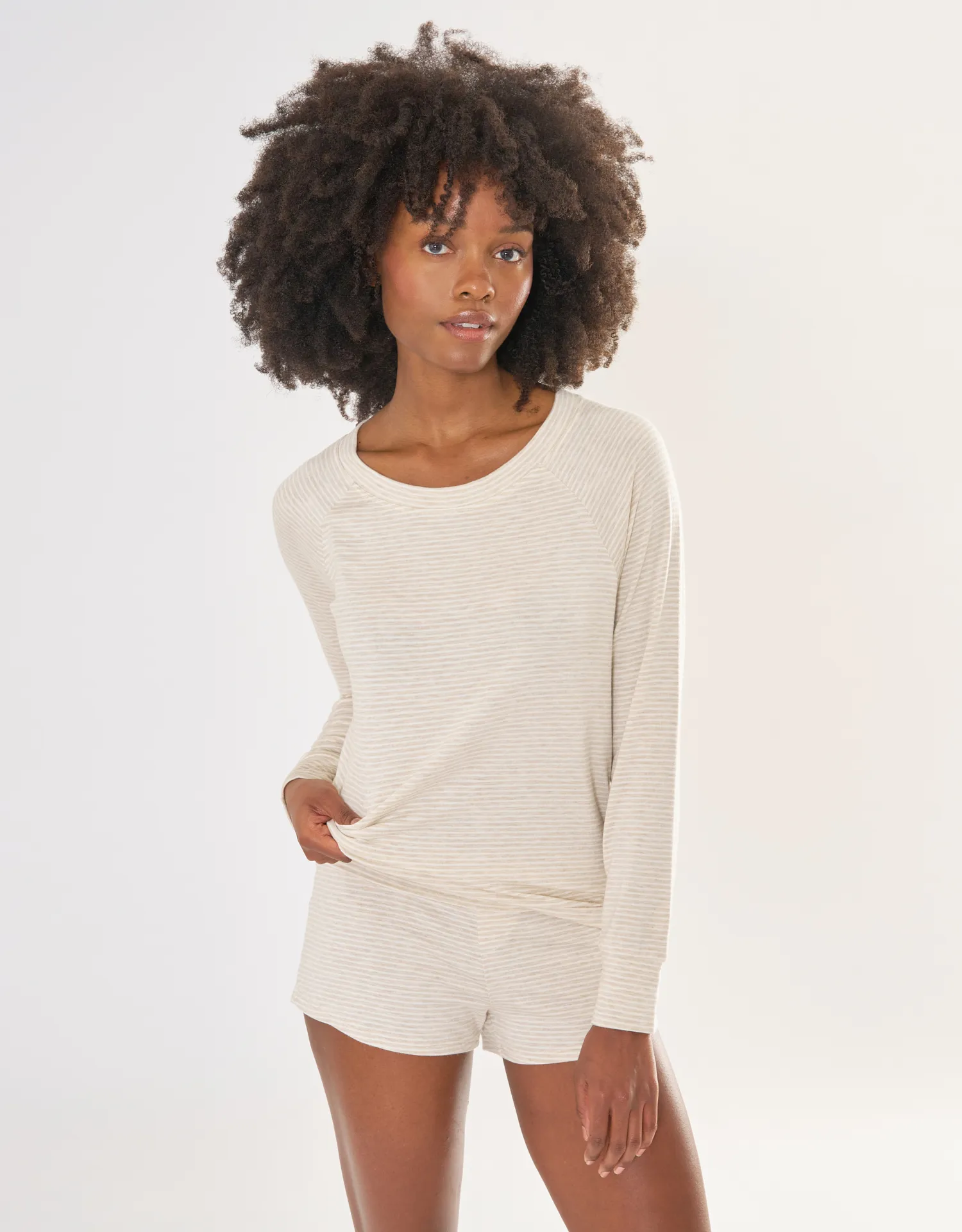 Bel Air Sweatshirt - Oatmeal and White Stripe sold by The Wheat Collection