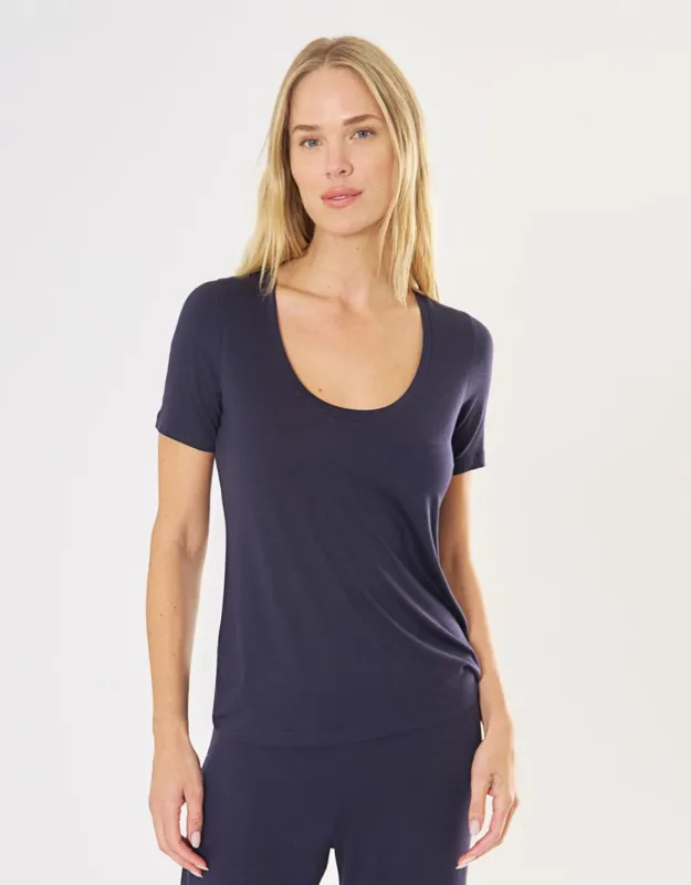 Boston Scoop Neck Tee - Navy sold by The Wheat Collection