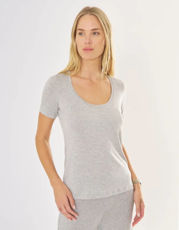 Boston Scoop Neck Tee - Heather Grey sold by The Wheat Collection