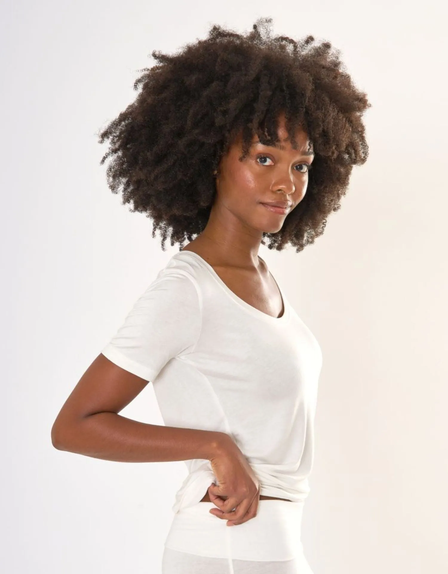 Boston Scoop Neck Tee - White sold by The Wheat Collection product image thumbnail 3