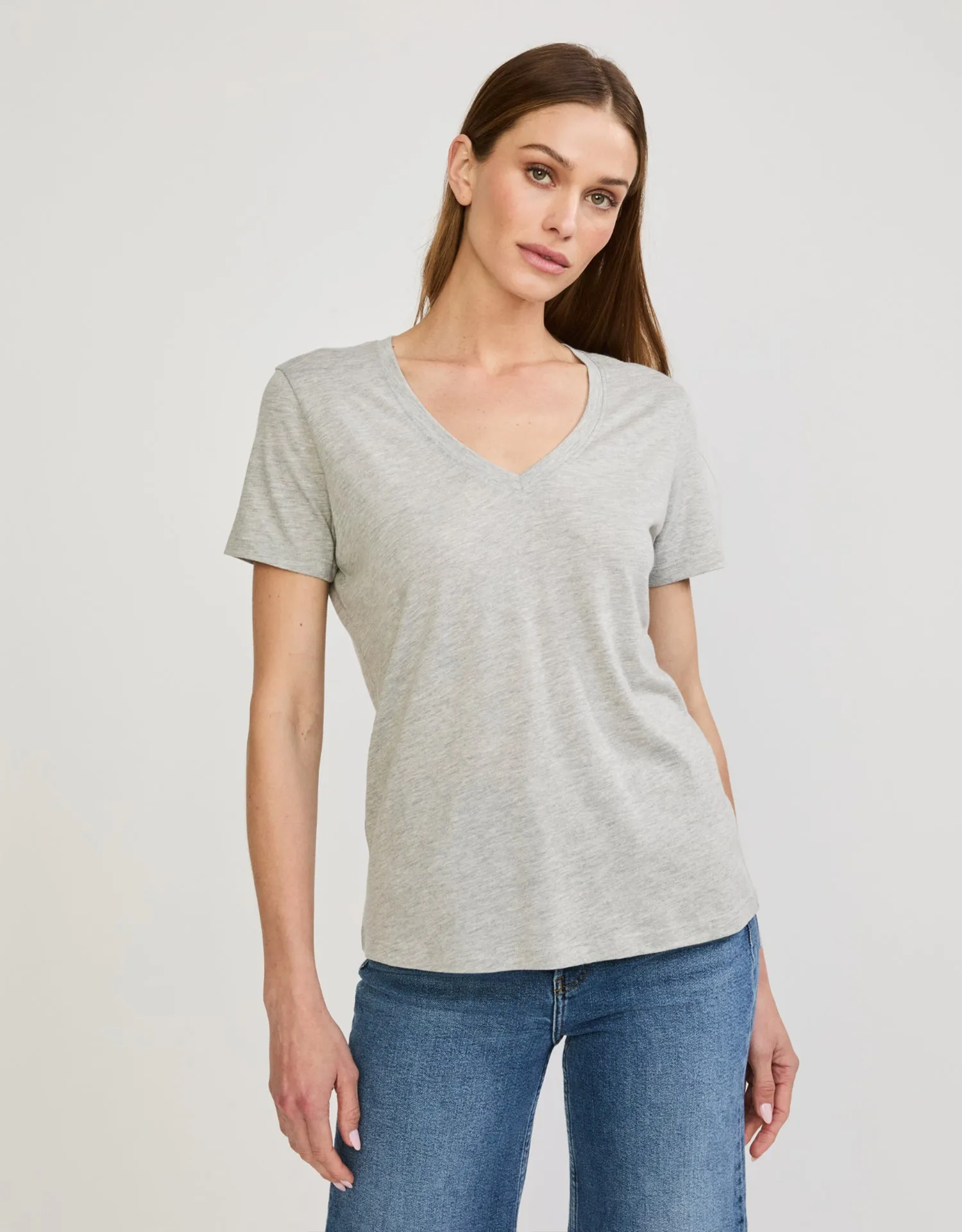 Charleston V Neck Tee - Heather Grey sold by The Wheat Collection