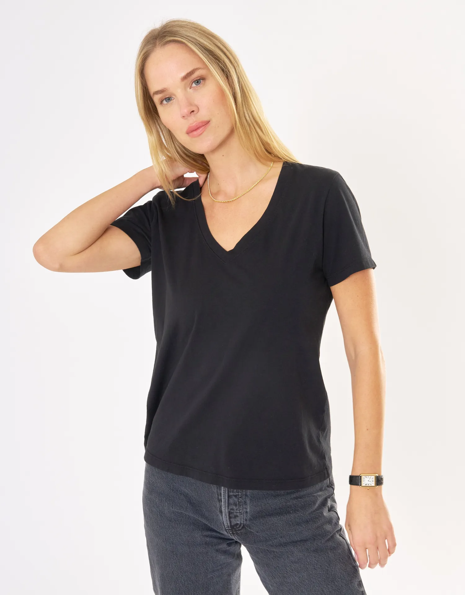 Charleston V Neck Tee - Black sold by The Wheat Collection product image thumbnail 2