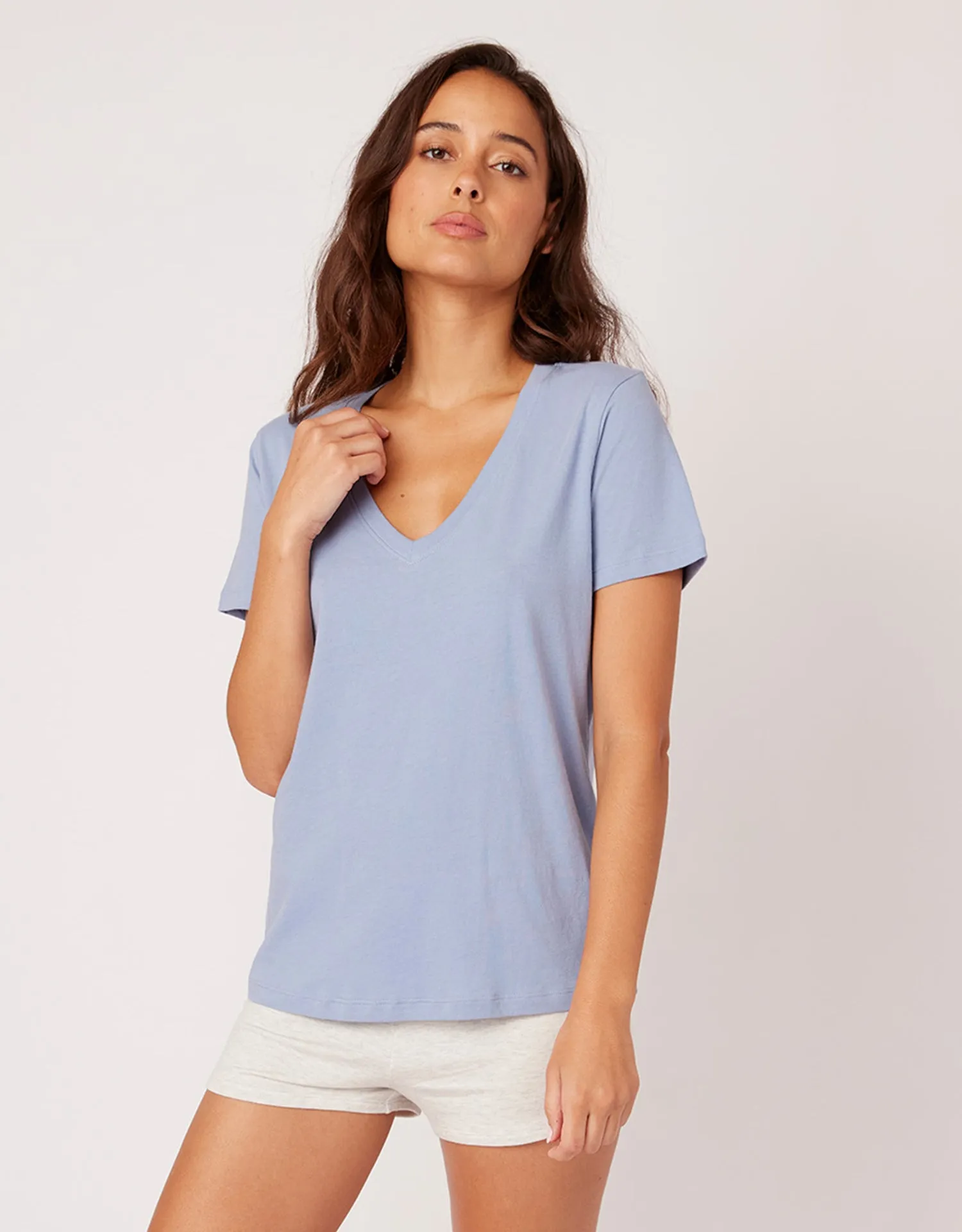 Charleston V Neck Tee - River sold by The Wheat Collection product image thumbnail 2