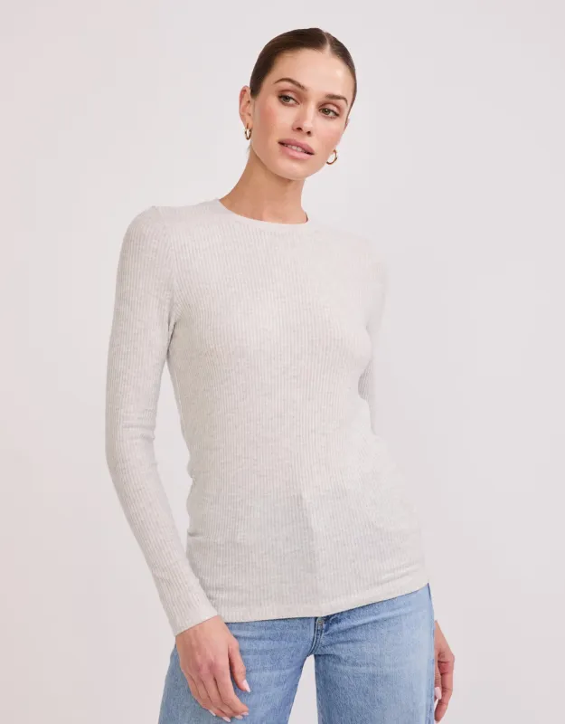 Helena Hatchi Rib Long Sleeve - Heather Ash sold by The Wheat Collection