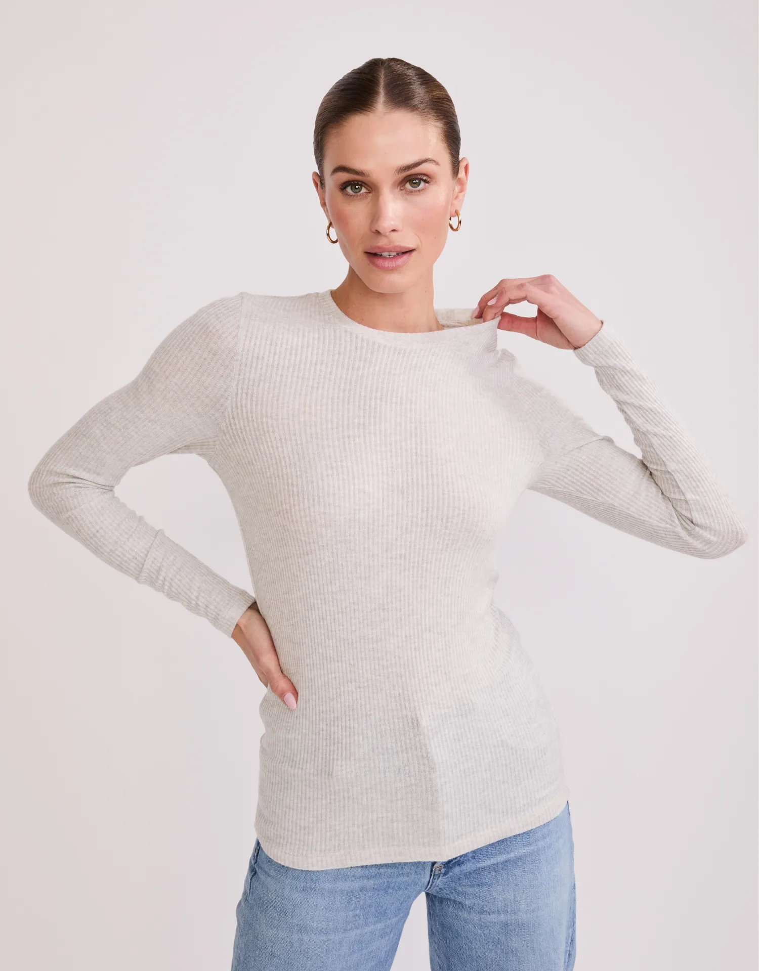 Helena Hatchi Rib Long Sleeve - Heather Ash sold by The Wheat Collection product image thumbnail 3
