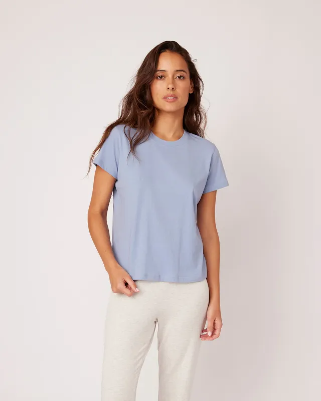 Charlotte Crew Neck Tee - River sold by The Wheat Collection