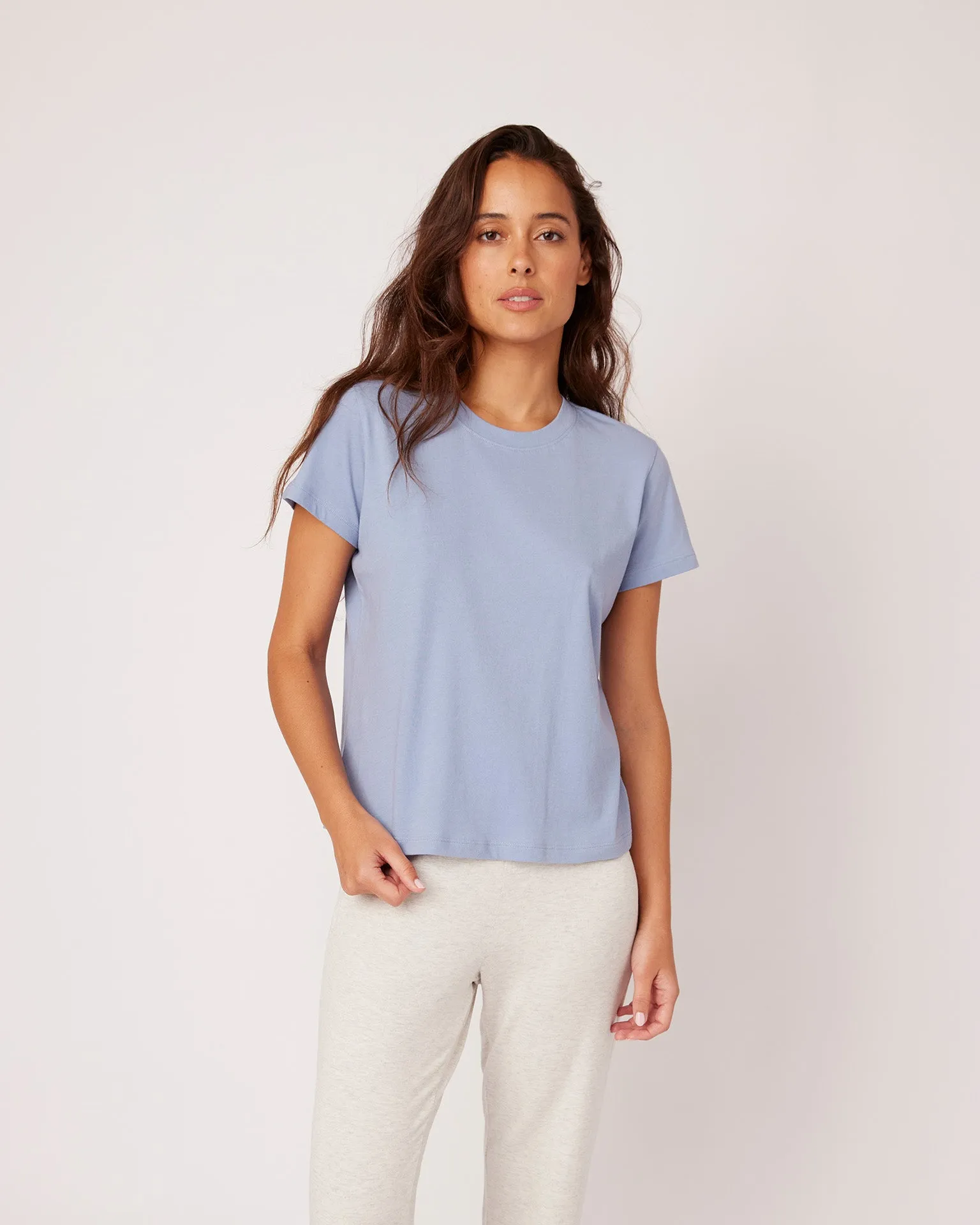 Charlotte Crew Neck Tee - River sold by The Wheat Collection